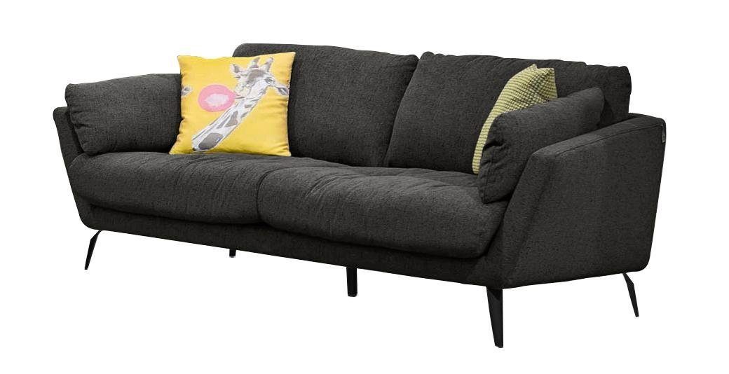 W.SCHILLIG 2-Sitzer softy, mit dekorativer pulverbeschichtet Heftung schwarz Sitz, Füße im