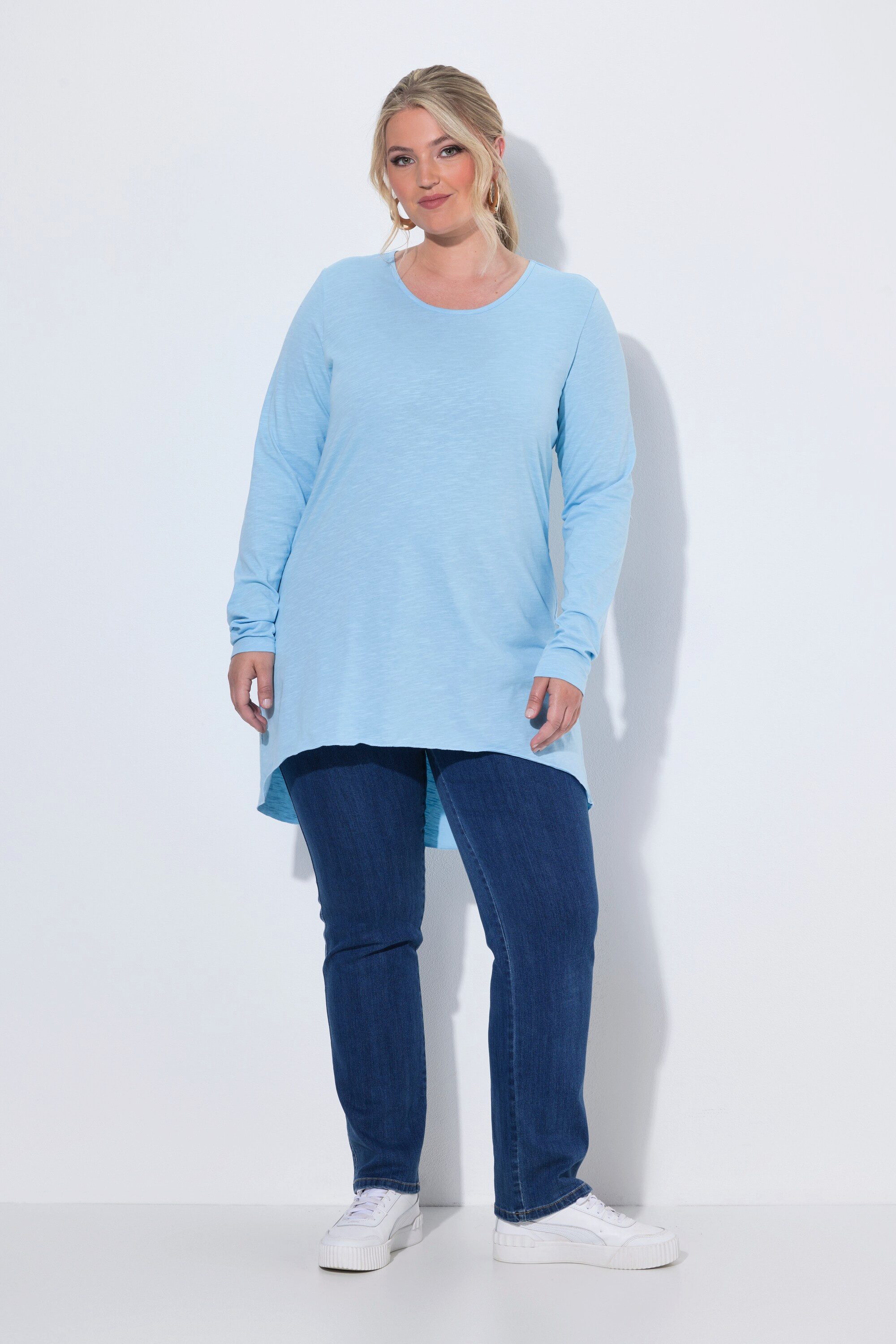 MIAMODA T-Shirt Langarmshirt A-Linie Saum hinten länger