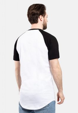 Blackskies T-Shirt Round Baseball Kurzarm Longshirt T-Shirt Weiß-Schwarz X-Large