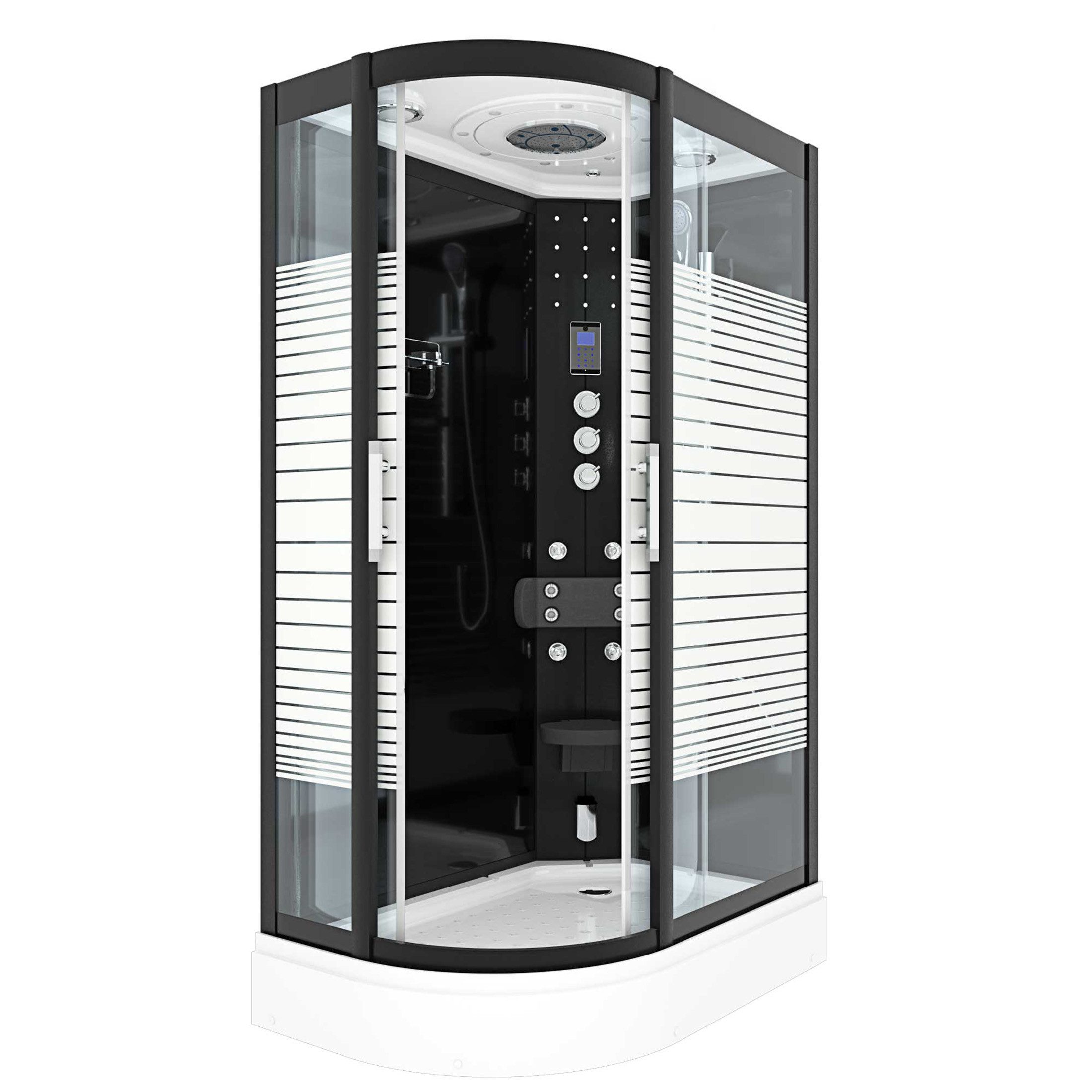 AcquaVapore Dampfdusche Dampfdusche Dusche D30-73M3L Schwarz 120x80, Sicherheitsglas ESG