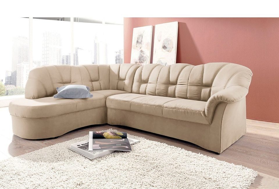 DOMO collection Ecksofa "Papenburg, zeitlose Rückensteppung, elegante Armle günstig online kaufen