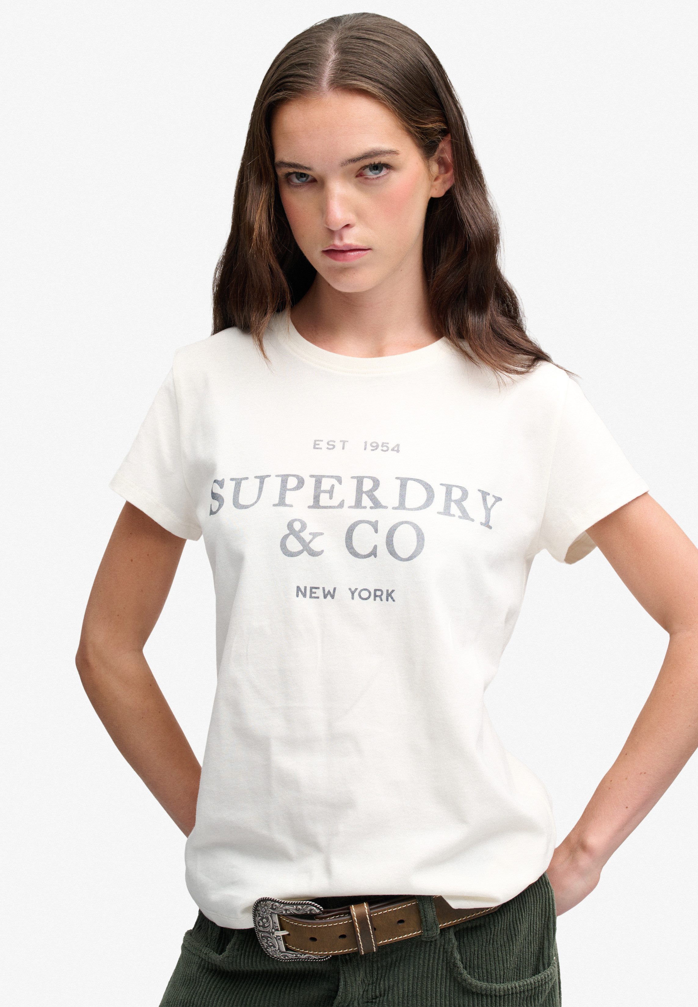 Superdry Print-Shirt LUXE CASUAL CLASSIC TEE Baumwolle, slim fit