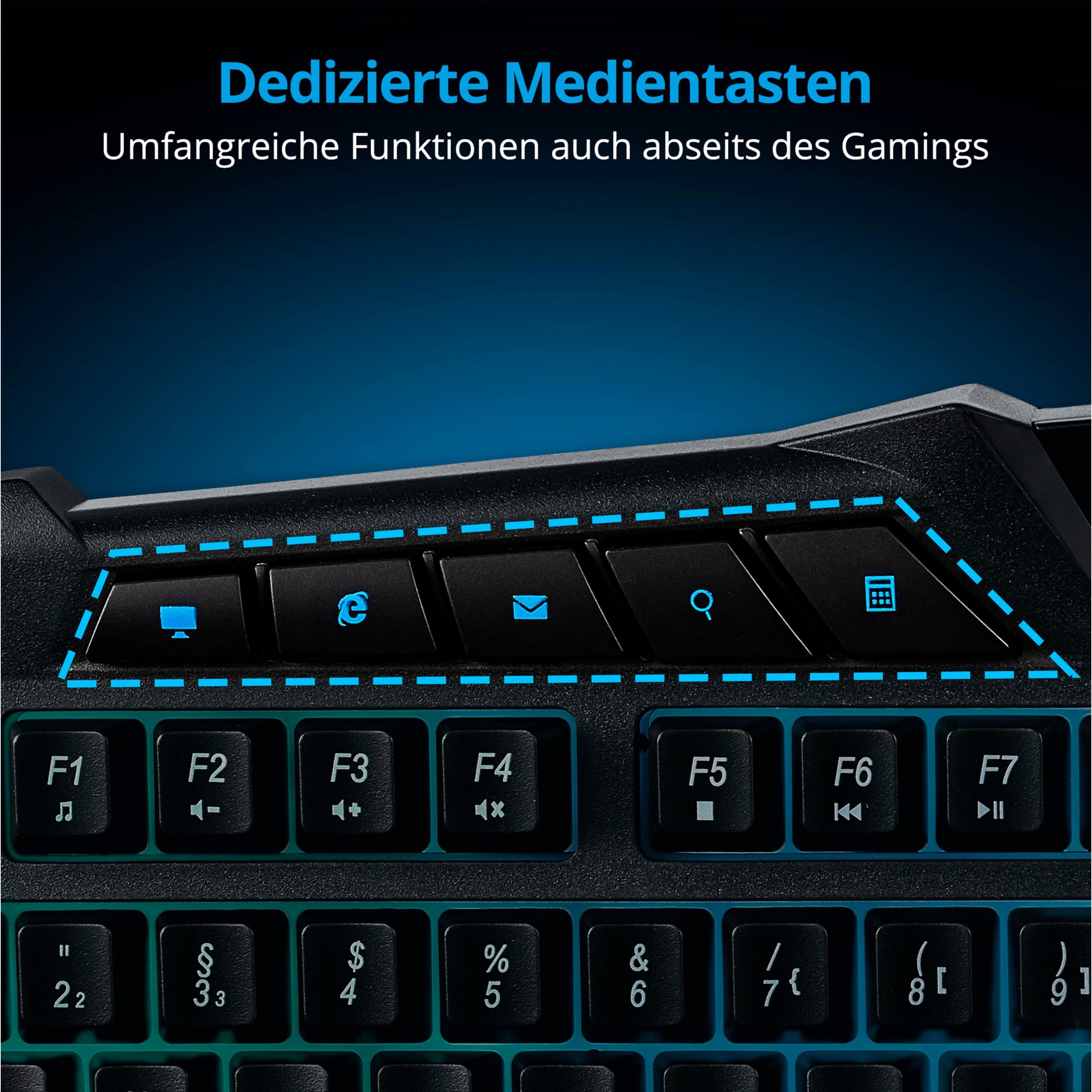 Medion® Supporter P11 halbmechanische Gaming Tastatur Beleuchtung Anti Ghost Gaming-Tastatur – Bild 4 von 5