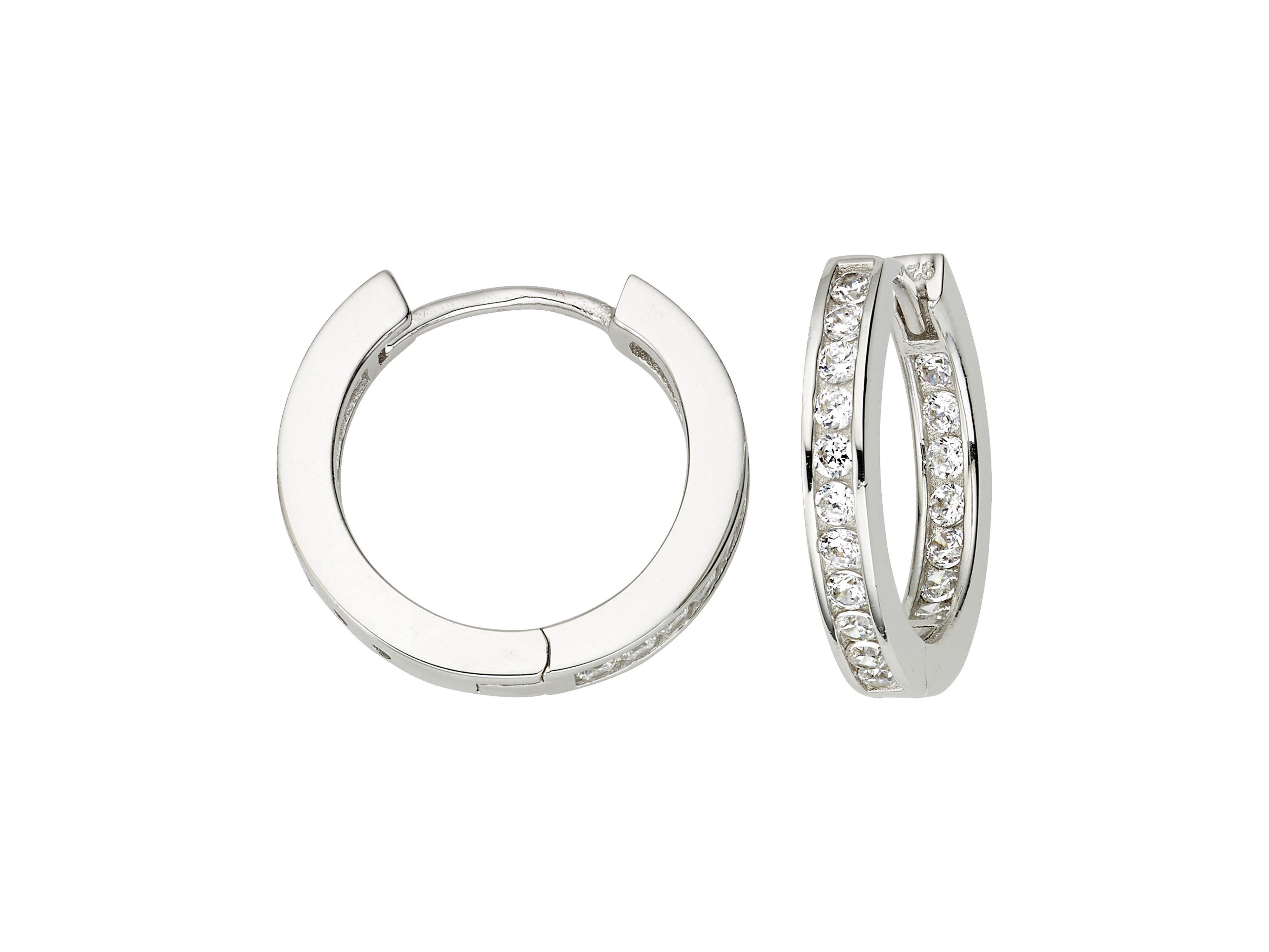 Paar Creolen Schmuck Geschenk Silber 925 Ohrschmuck Ohrringe Kristallverlauf