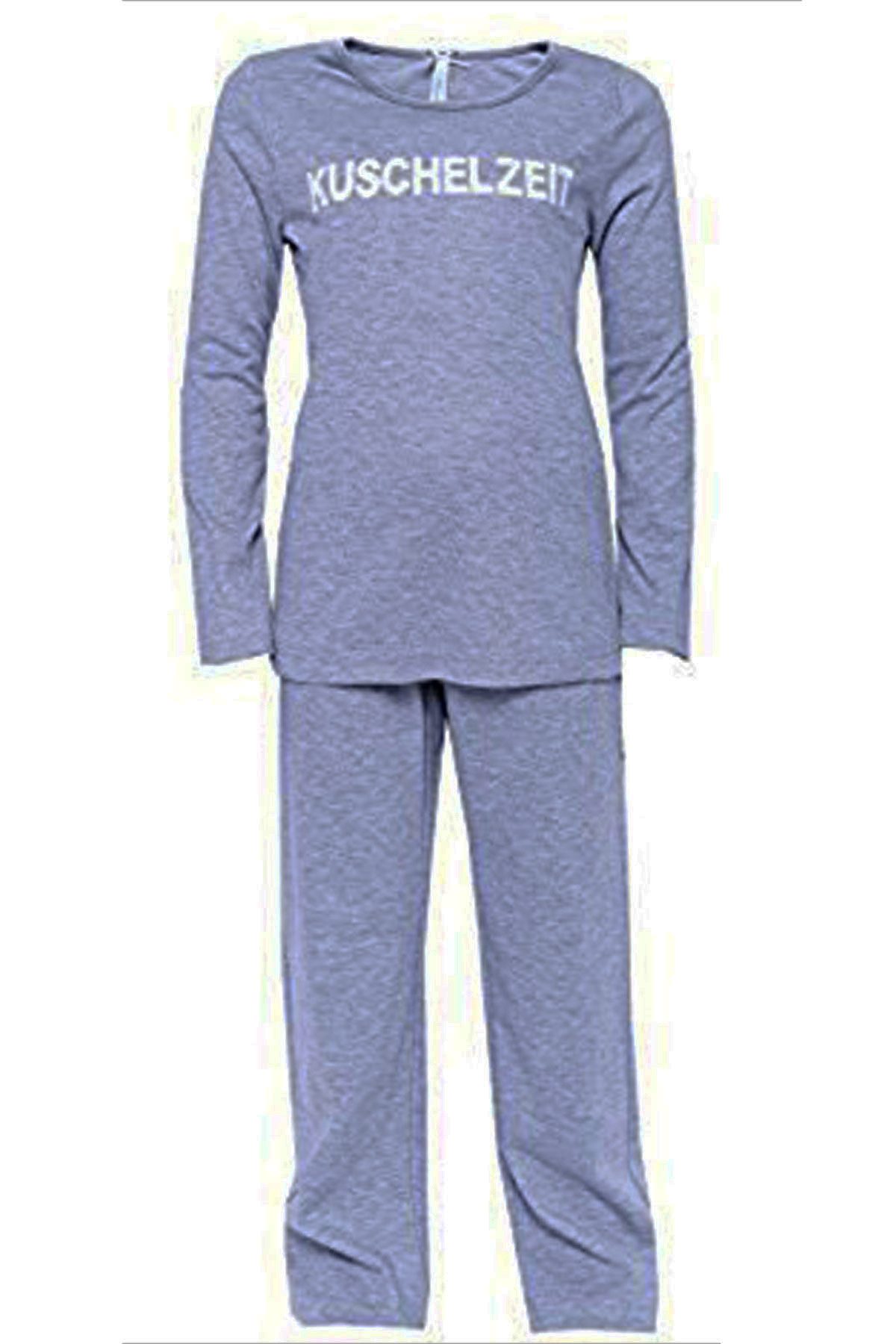Louis & Louisa Schlafanzug Pyjama Kuschelzeit grau