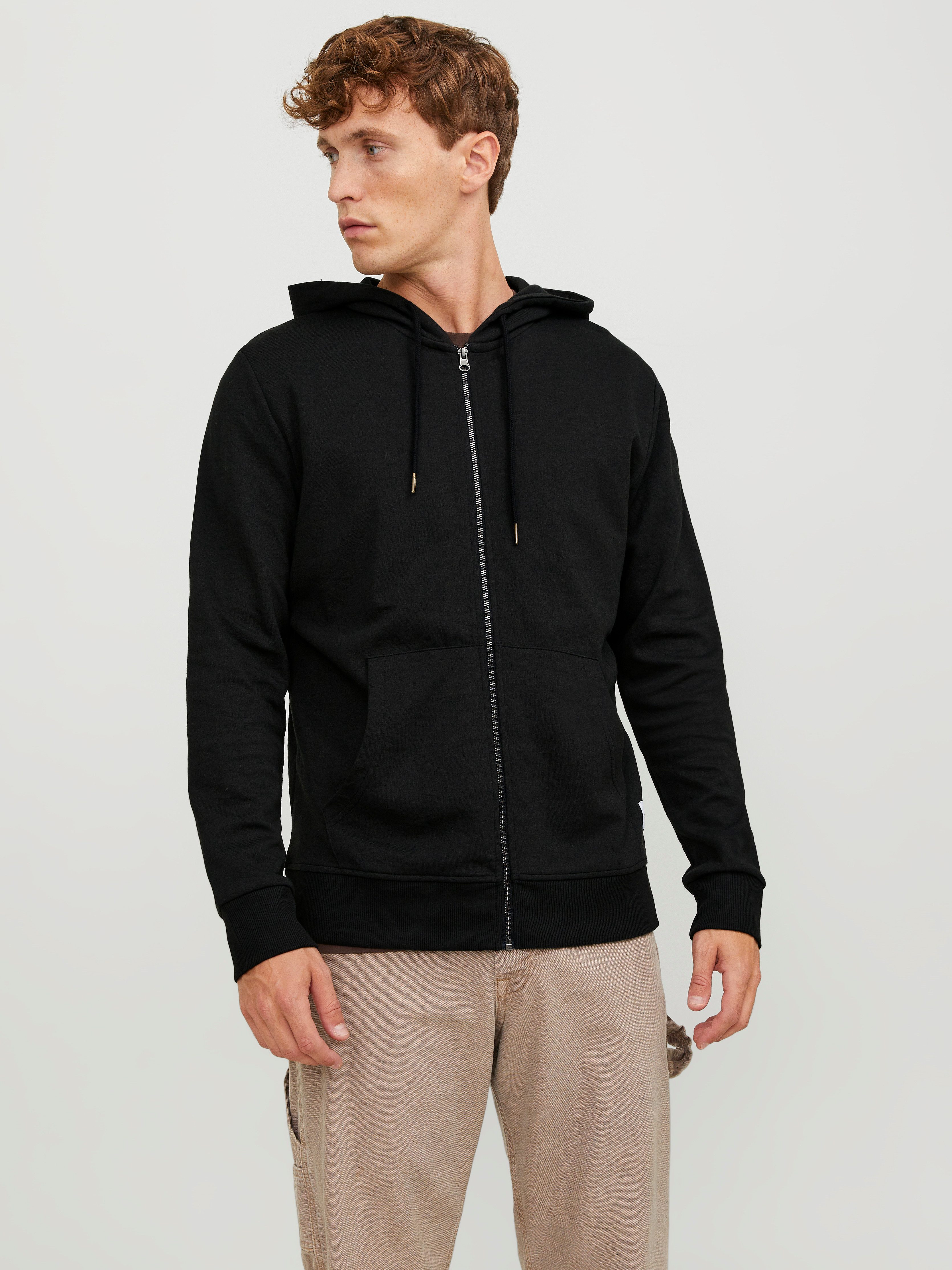 Jack & Jones Kapuzensweatjacke JJEBASIC Hoodie mit Rippbündchen und angenehmem Tragegefühl unifarben, modisch, regular fit, Baumwollmischung, Rundhals