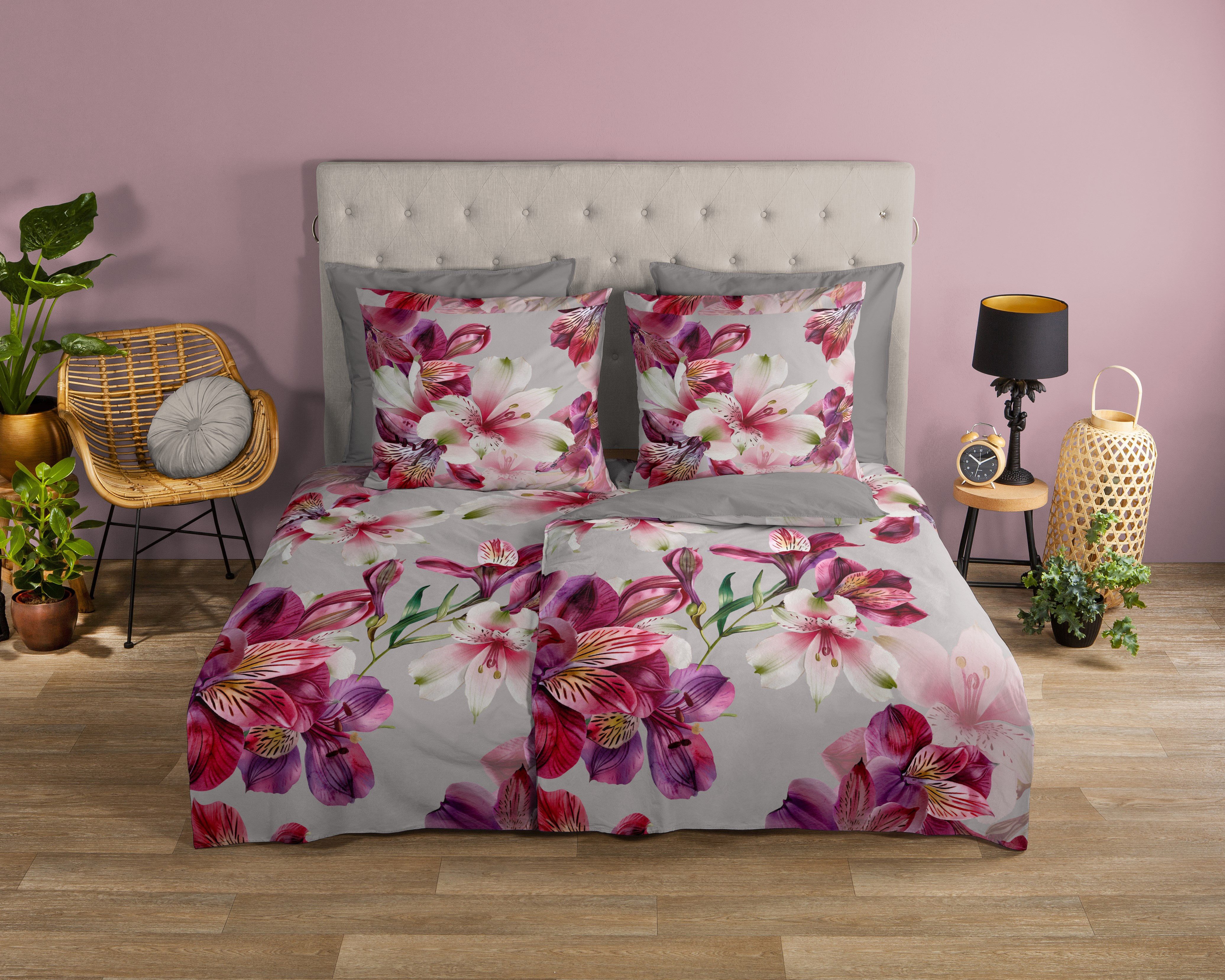 good morning Wendebettwäsche Inca, Renforcé, 2 teilig, 100% Baumwolle, Renforcé, Reißverschluss, Wendeoptik, Blumen – Bild 2 von 5