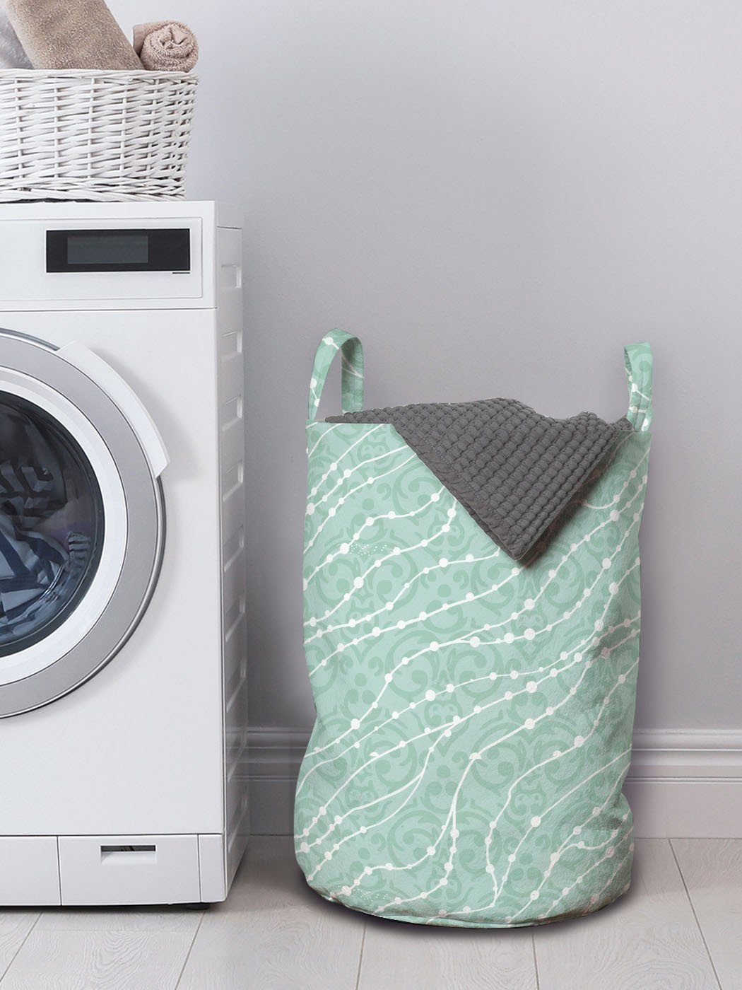 Abakuhaus Wäschesäckchen Wäschekorb für Waschsalons, Pearls Kordelzugverschluss Abstrakte Motive mit Griffen Wasser