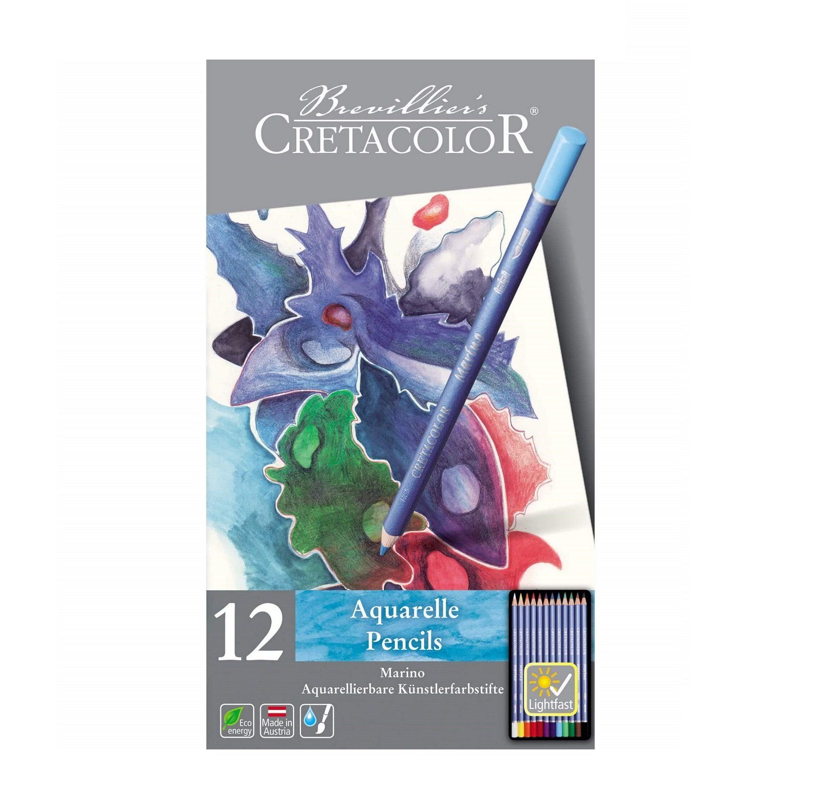 Brevilliers Cretacolor Aquarellstifte Marino Aquarellstifte, 12 Farben, hochwertige Künstlerfarbstifte - Made in Austria