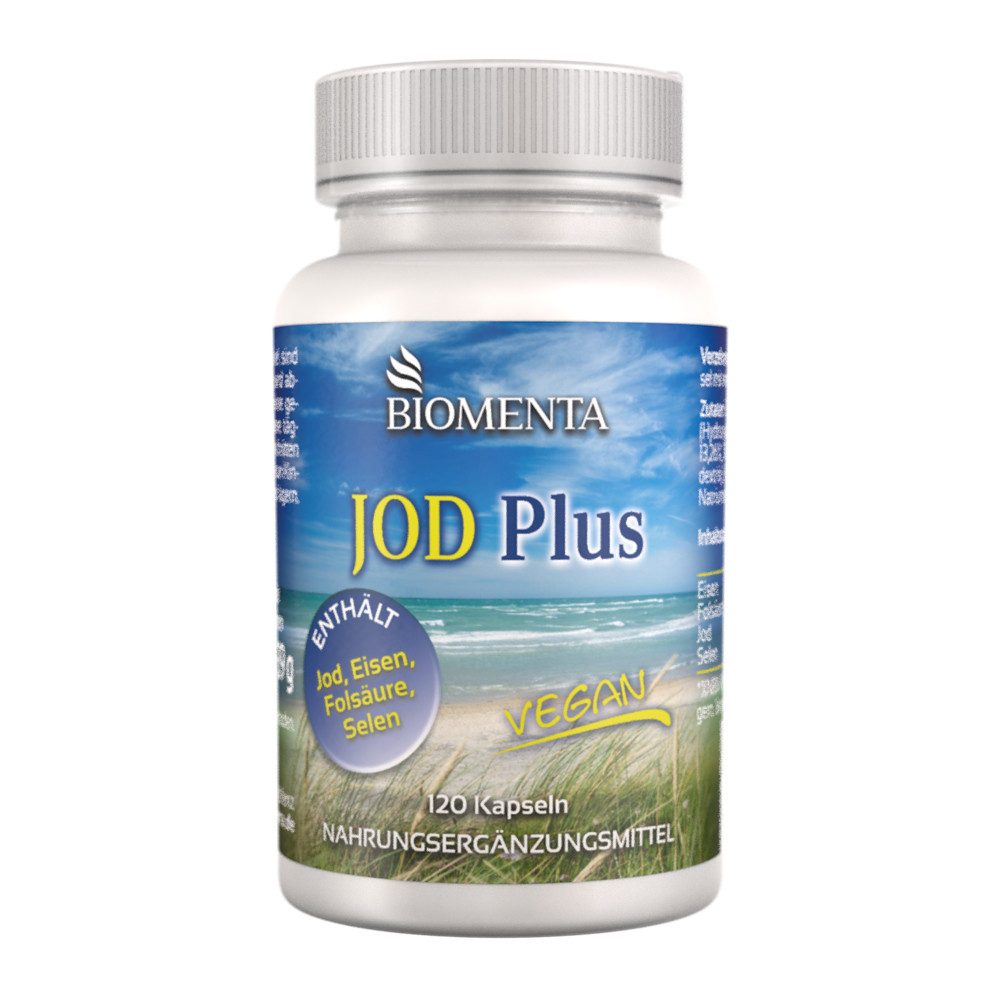 BIOMENTA Jod Plus - 120 Kapseln - Wirkstoffkomplex mit Selen, Фолиевая кислота, Eisen Kapseln, 120 St., 39 g