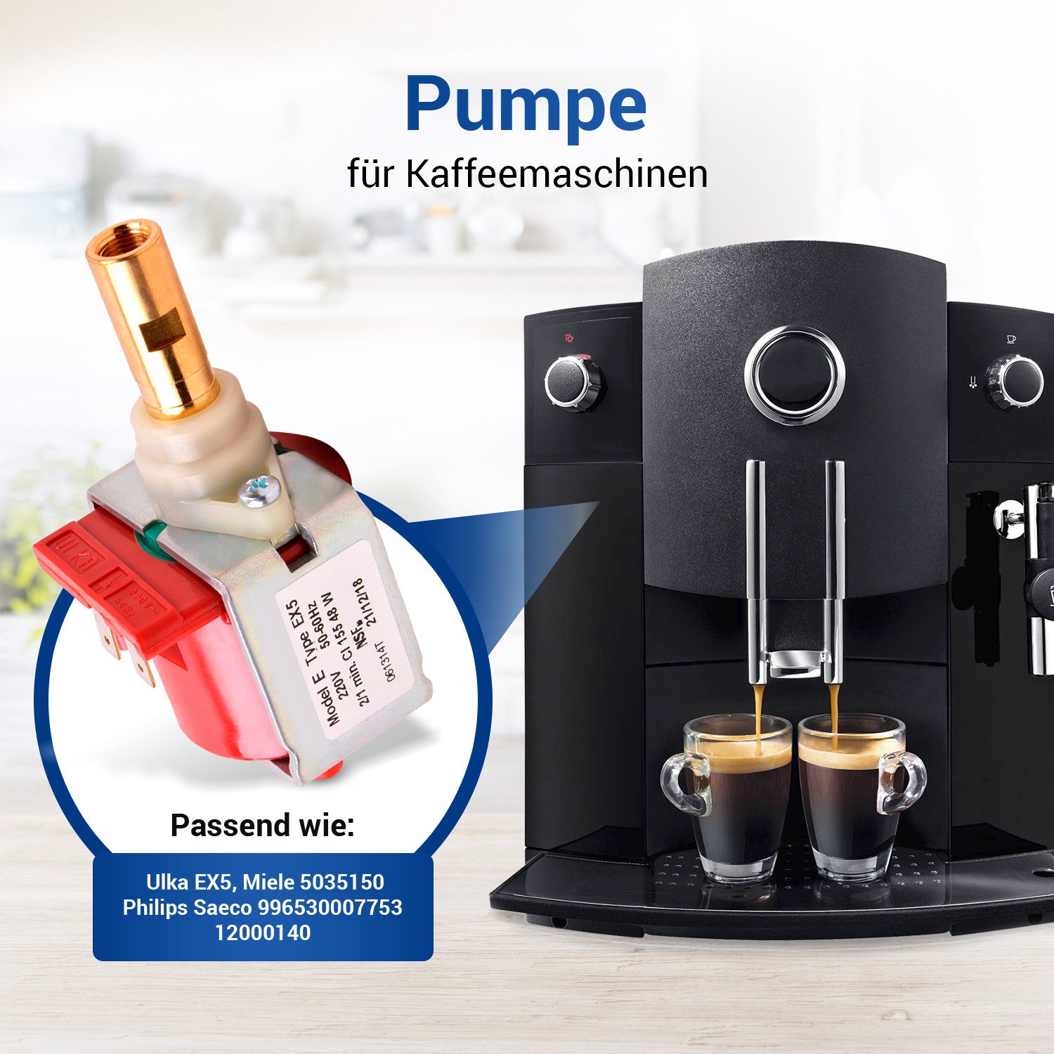VIOKS Wasserpumpe Pumpe Ersatz für Ulka EX5, 48W 230V für Xsmall, Brera, Intelia Kaffeemaschine