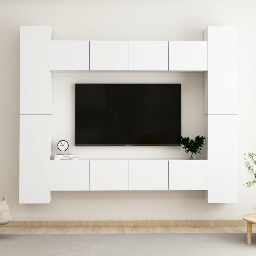 Verkaufsstand furnicato TV-Schrank 8-tlg. Weiß TV-Schrank-Set Holzwerkstoff