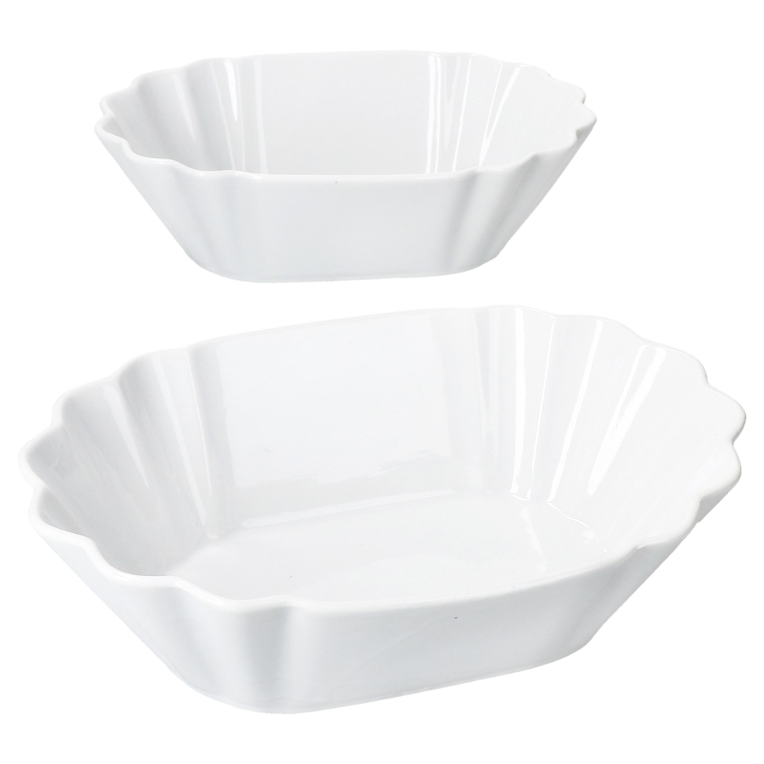 MamboCat Servierschale 2x Fritta Pommesschale oval Currywurst-Schale Servier-Teller Porzellan, Porzellan