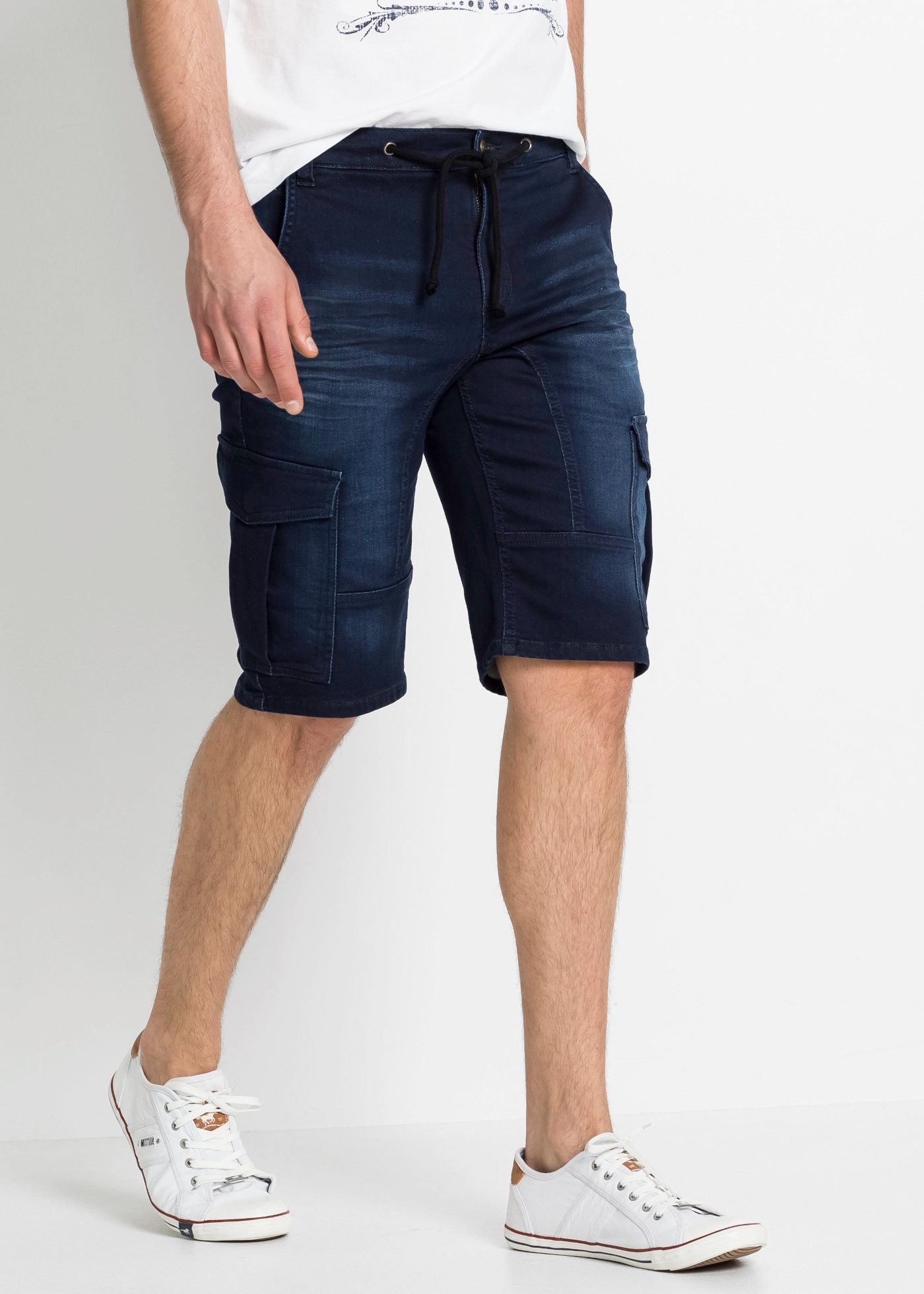 bonprix Bermudas aus Baumwolle und Polyester, mit Used-Effekt, regular fit