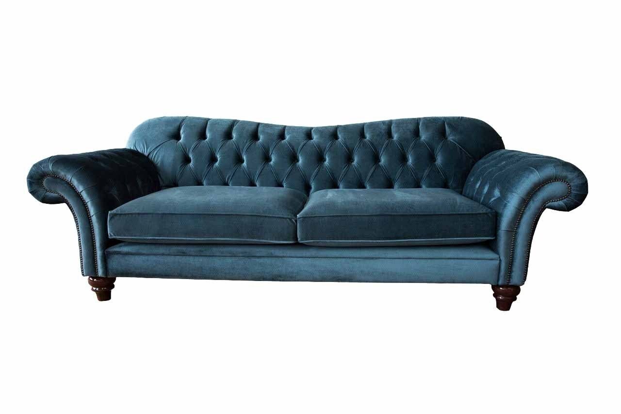 JVmoebel Sofa Blaues Sofa Luxus Textil Chesterfield Couch Sofas Blau Polster Sitzer, Made in Europe