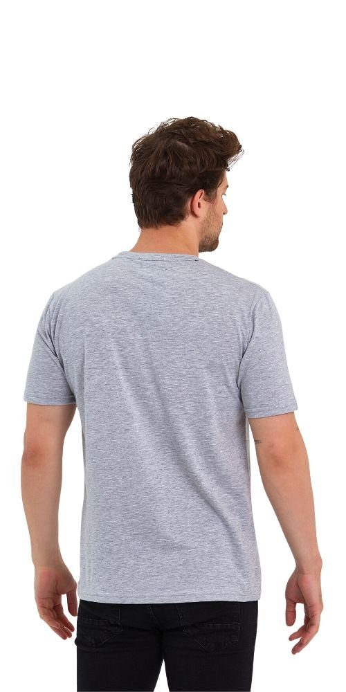 T-Shirt T-Shirts gerader Basic Baumwolle Abschluss Herren COMEOR Grau Ärmel (Packung, 1-tlg) mit