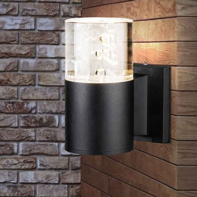 etc-shop LED Wandleuchte, Leuchtmittel inklusive, Warmweiß, LED Wandlampe schwarz Wandleuchte Terrasse Lampe Luftblasen Wandspot