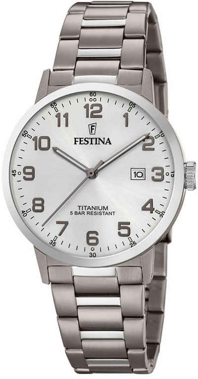 Festina Quarzuhr Festina Herren Uhr F20435/1 Analog Titan, Herren Armbanduhr rund, Titanarmband silber