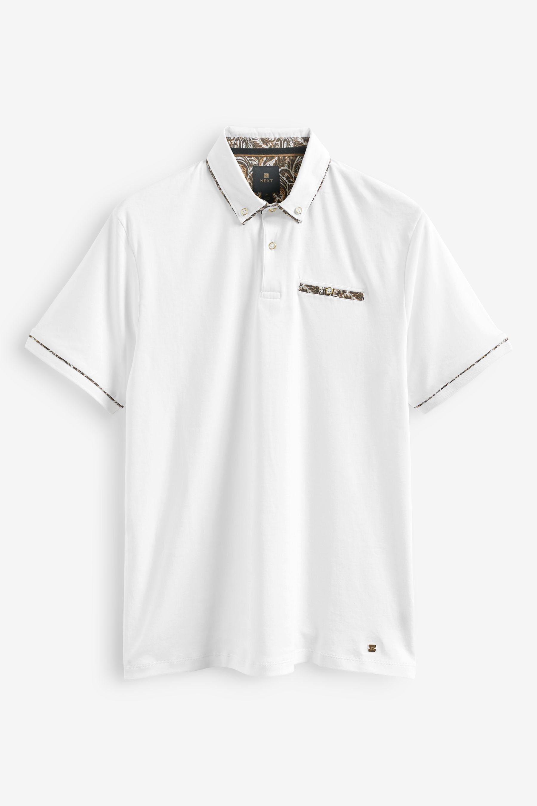Next Poloshirt Polohemd mit elegantem Kragen (1-tlg) White/Gold