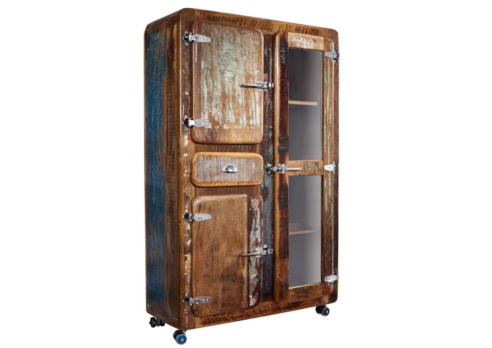 Massivmoebel24 Standvitrine (Vitrine Altholz 90x38x140 mehrfarbig lackiert günstig online kaufen