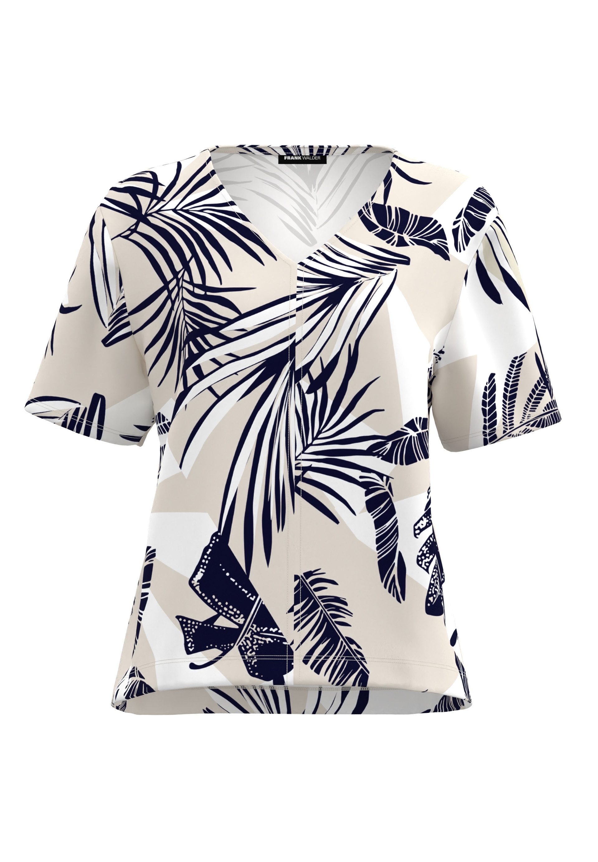 FRANK WALDER T-Shirt mit Blätterprint