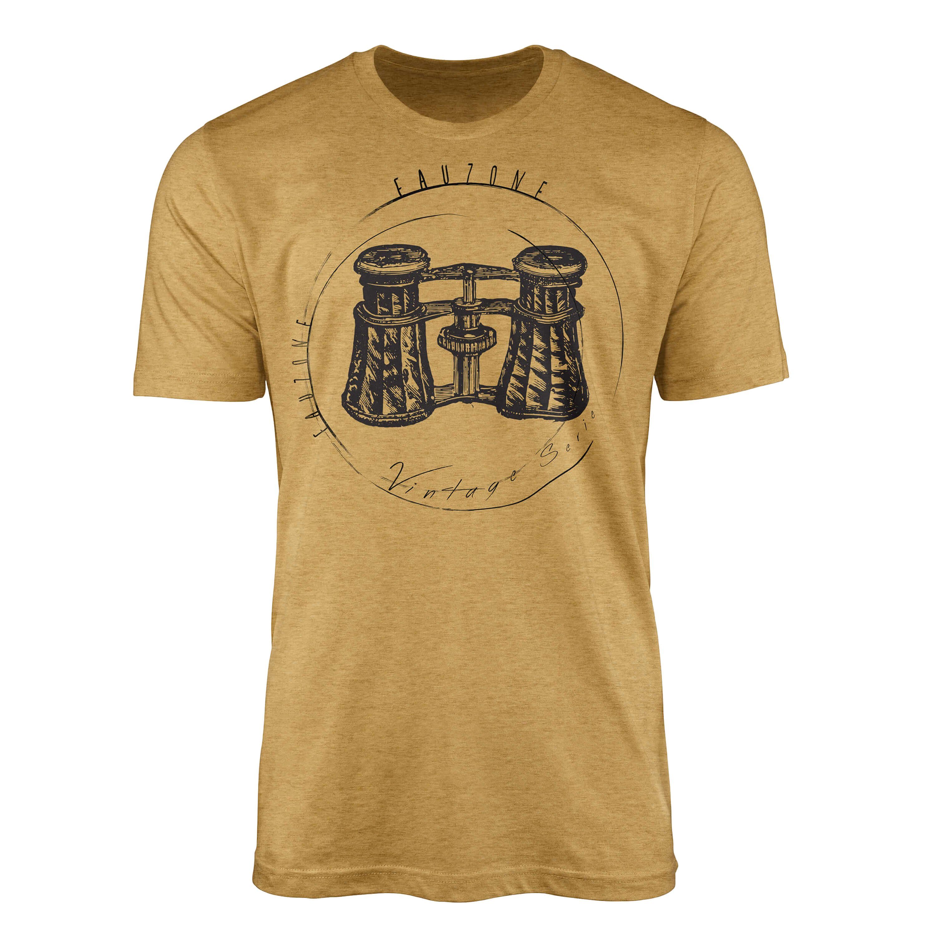Sinus Art T-Shirt Vintage Herren T-Shirt Fernglas Antique Gold
