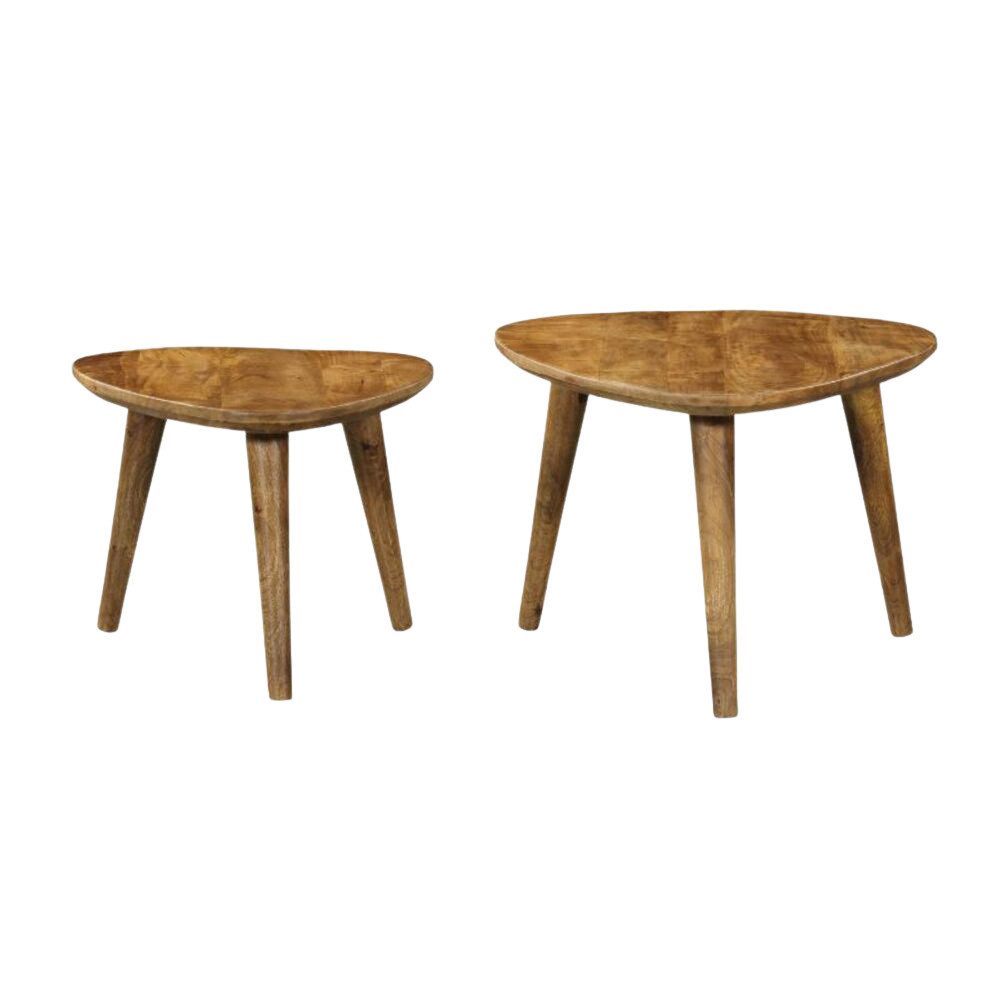 Villa Möbel Couchtisch Dakota (Set, 2-St., 2er-Set), 2er-Set Massivholz Mangoholz mit dreieckiger Form und Holzbeinen