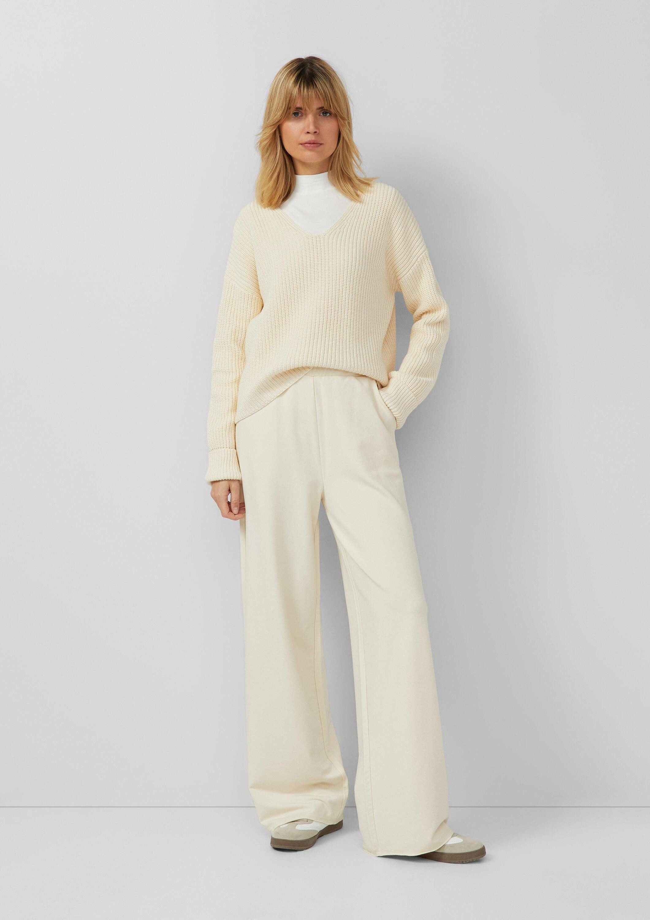 s.Oliver Chinos Hose Jersey-Hose mit Wide Leg und elastischem Bund