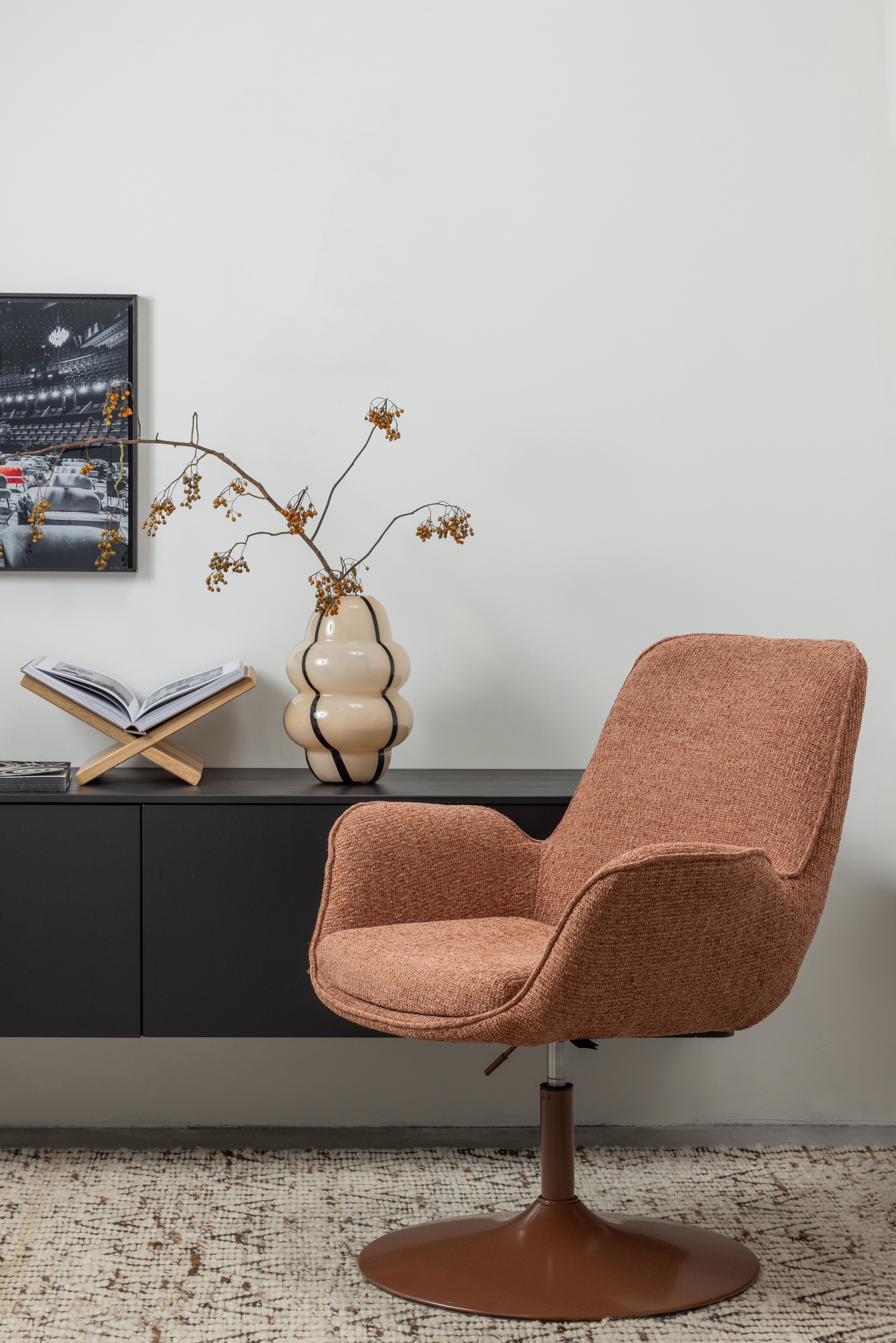 WOOOD Drehsessel Marten mit Nova-Gewebtem Bezug höhenverstellbar B 79 x T 76 x H 91 cm, Tragkraft 120 kg, Sehr hohe Verschleißfestigkeit, Armlehnen integriert
