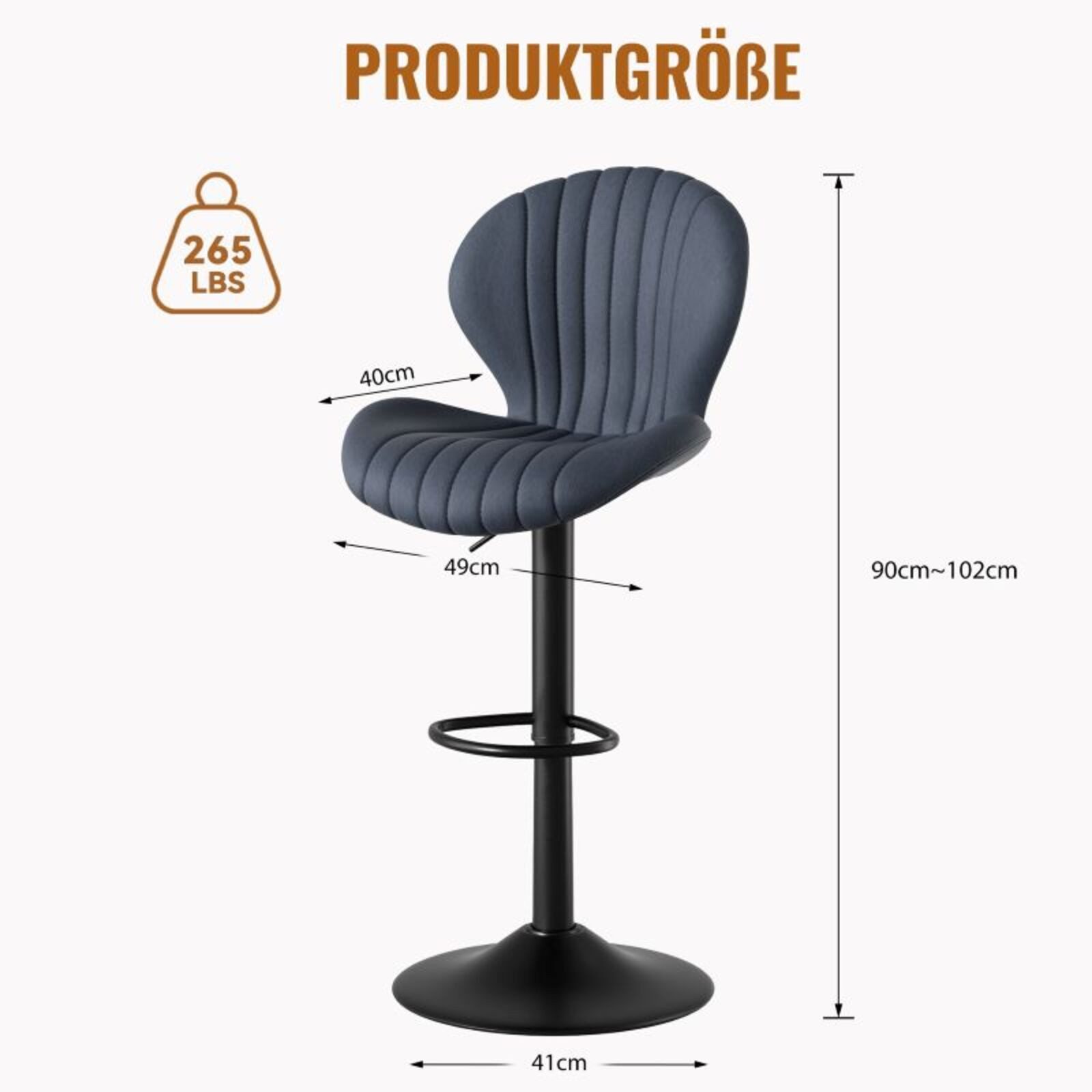 HawthyHome Barhocker Drehhocker, Höhenverstellbare Barstühle mit Rückenlehn günstig online kaufen