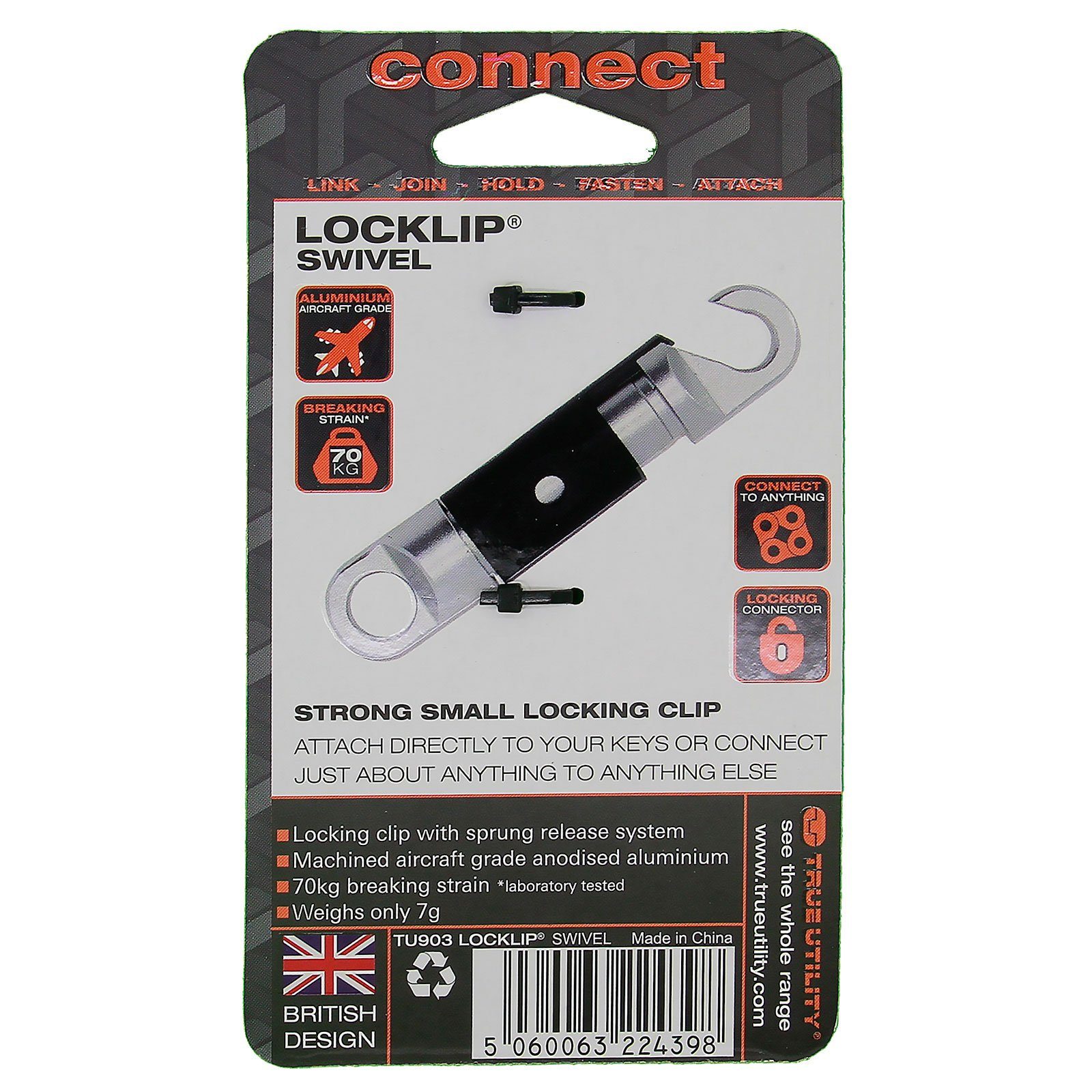 True Utility Locklip Schlüssel, Connect Karabiner Ring Mini Karabiner Tool Swivel Organizer