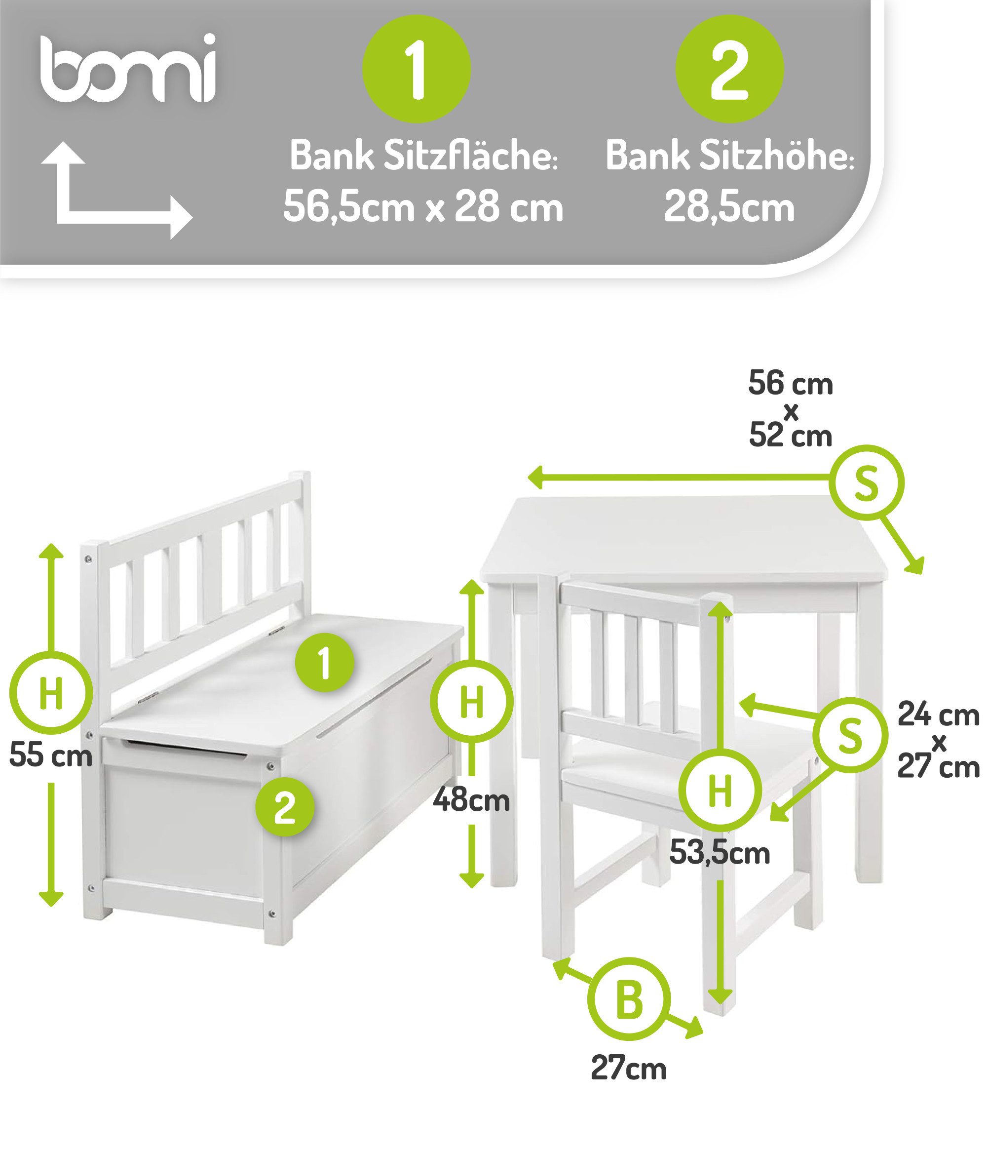 BOMI Kindersitzgruppe Holzsitzgruppe Anna, (4-tlg), Kindertischgruppe günstig online kaufen