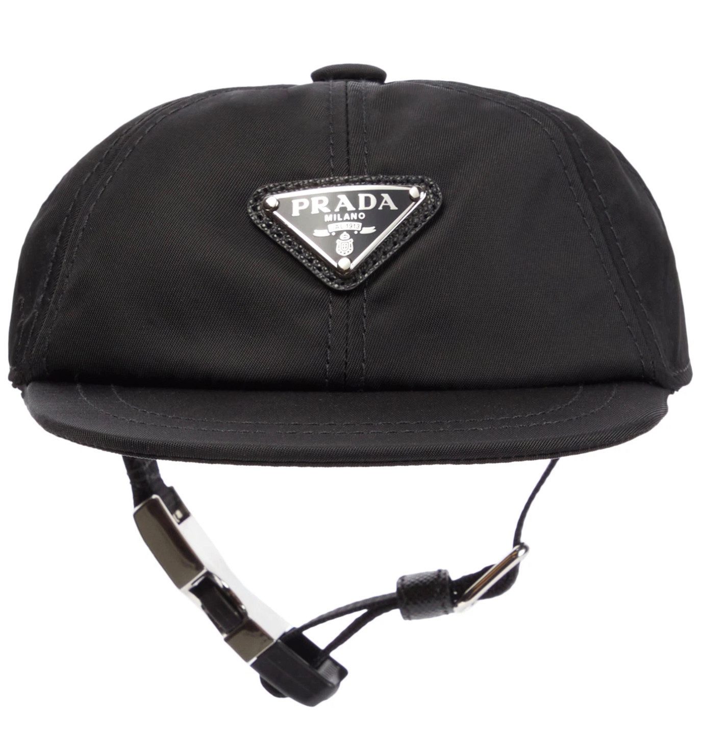 PRADA Hundebademantel Prada HUnde Re-Nylon Dog Baseball Cap Luxus Hundemütze mit Logo, Dreieckige-Plakette aus Emaille mit Metallrahmen
