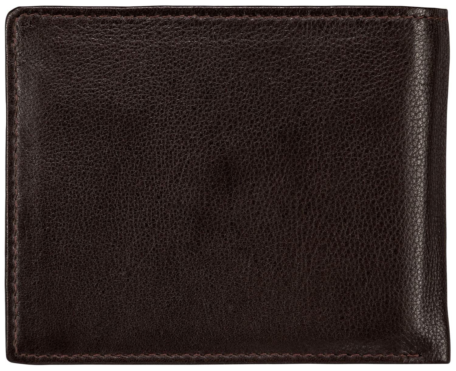 Red Baron Geldbörse Geldbeutel Leder Braun RB-WT-006-08, Kreditkartenfächer, Netzfach, Münzfach mit Druckknopf