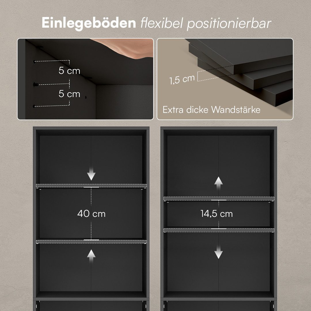 Bellamio Regal Apol Bücherregal 176 cm hoch, mit offenen Fächern & Schubladen, Standregal, Holzregal mit 6 höhenverstellbaren Fächern, 176 cm hoch – Bild 3 von 5