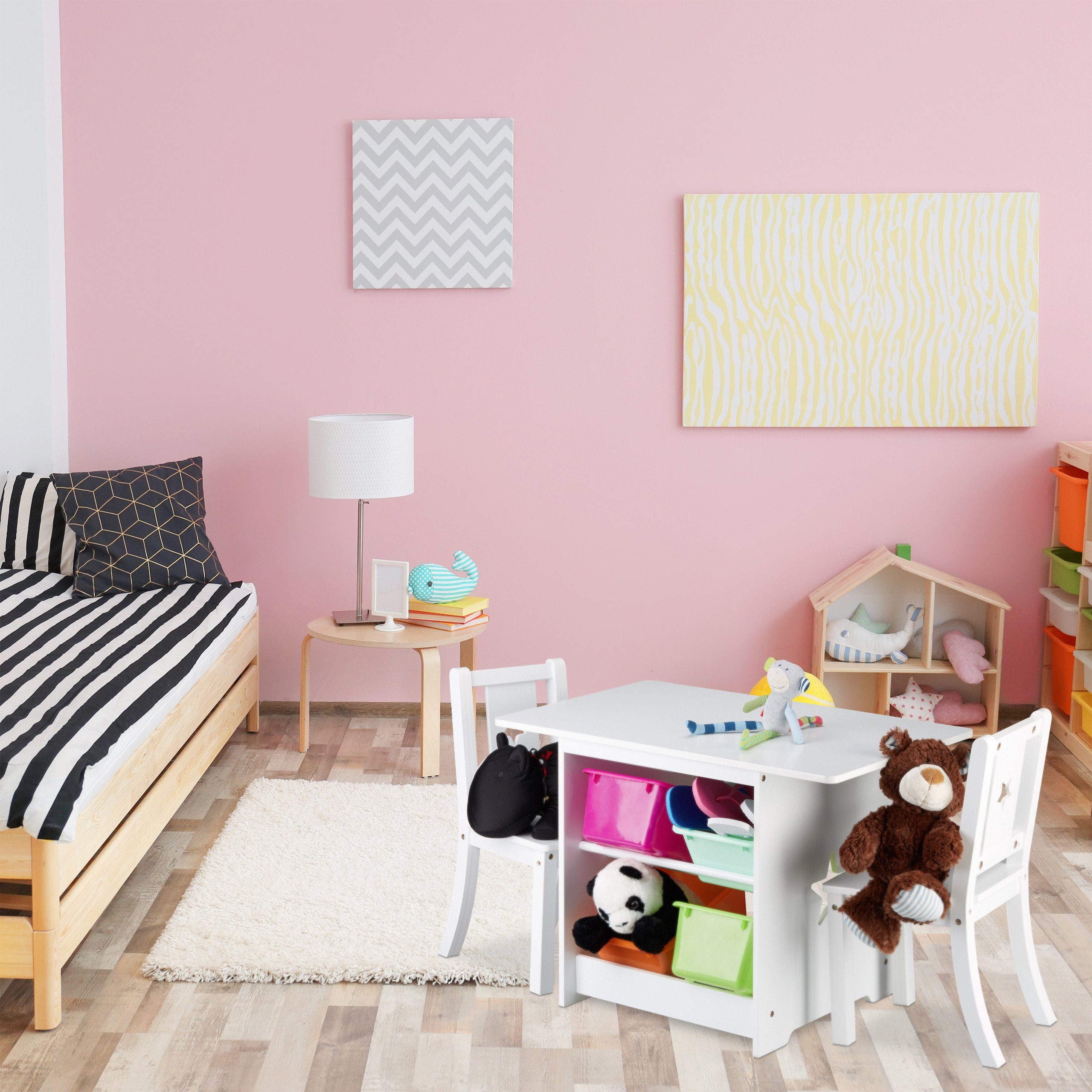 relaxdays Kindersitzgruppe mit Stauraum ALBUS