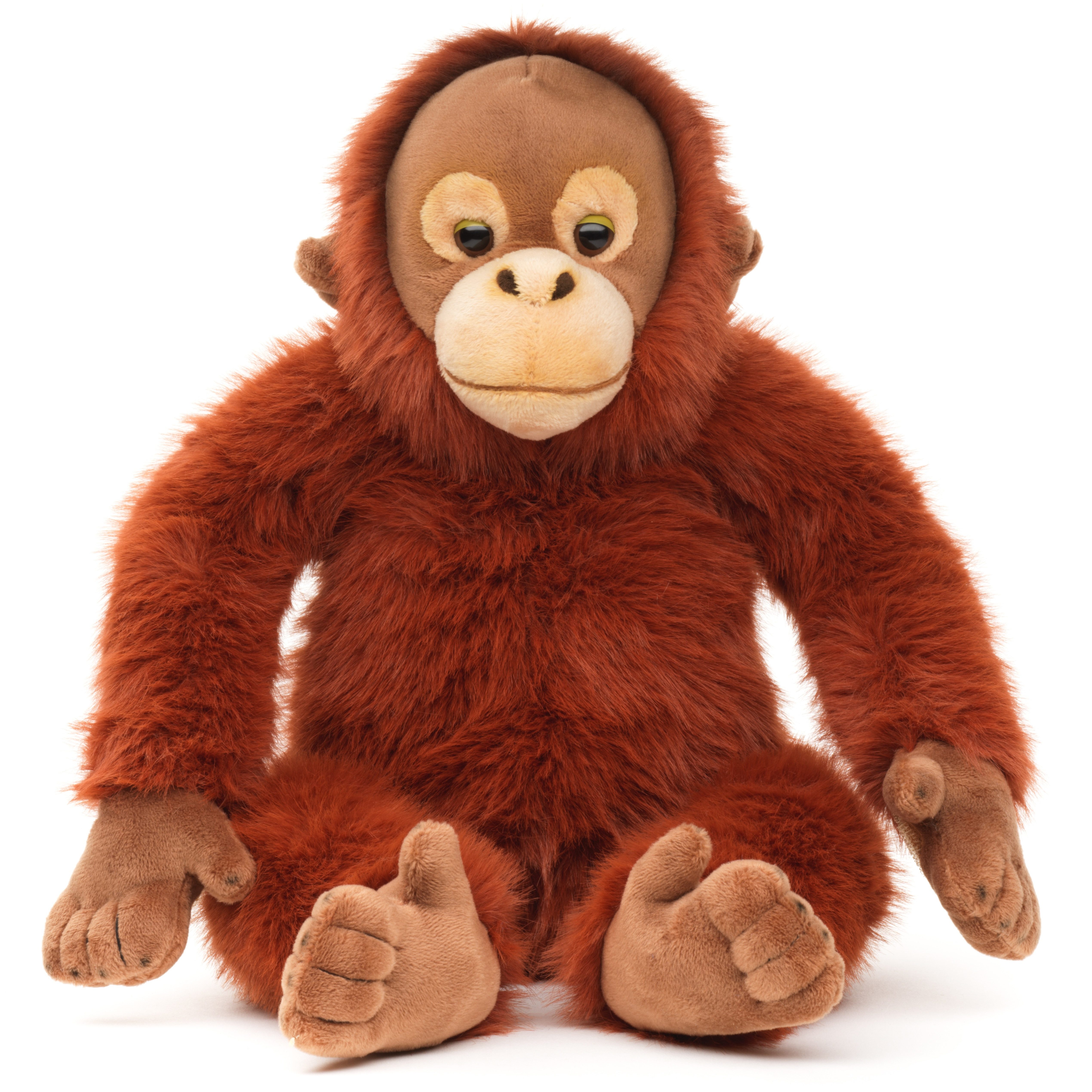 Uni-Toys Kuscheltier Orang-Utan mit Klettverschluss - 27 cm - Plüsch-Affe - Plüschtier, zu 100 % recyceltes Füllmaterial