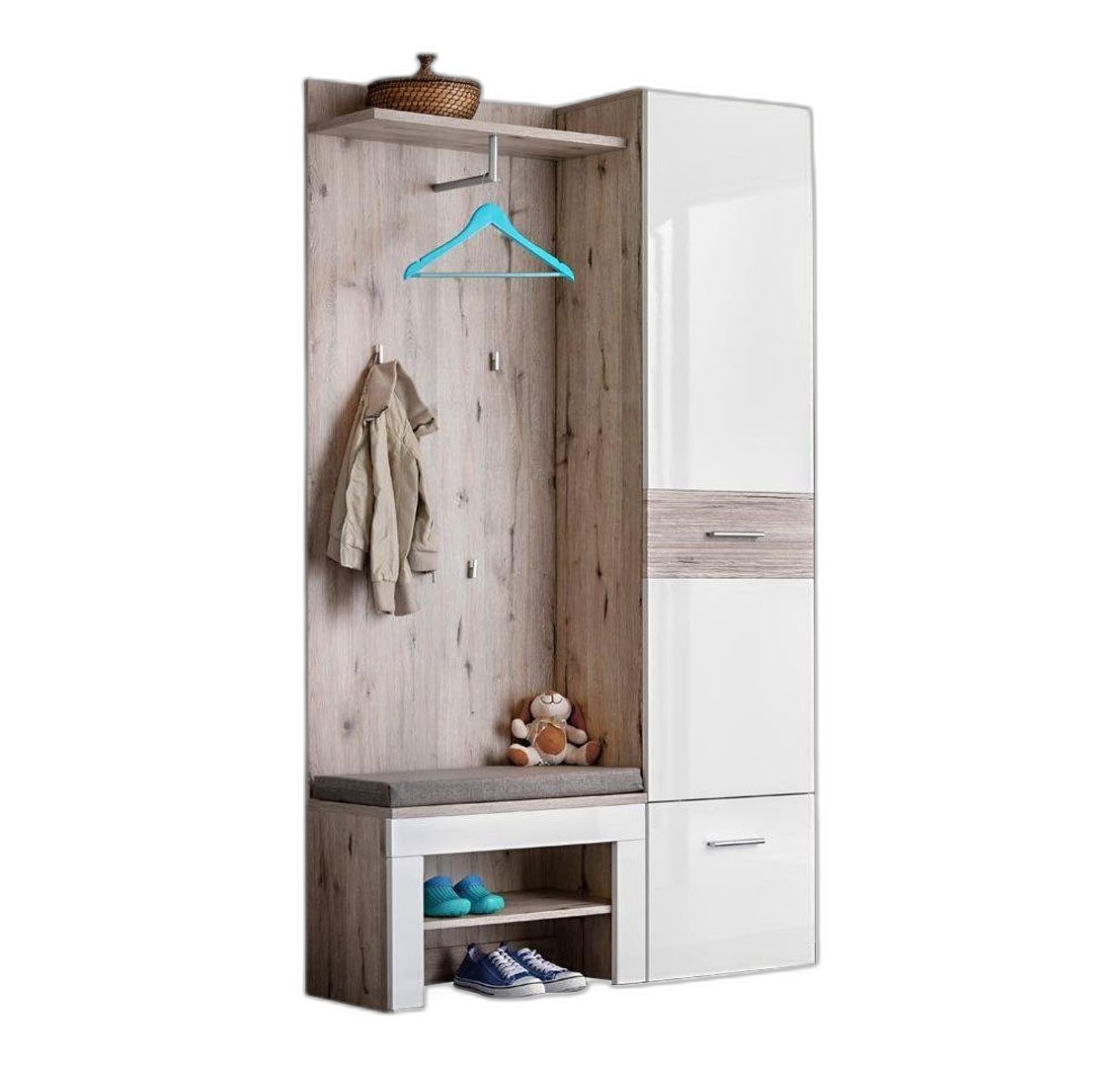 Xlmoebel Garderobenschrank Garderobe aus Holz im modernen Design mit stilvollen Akzenten (4-St., Eingangshalle Set, Kleiderständer, Schrank, Schuhregal) Hergestellt in Europa