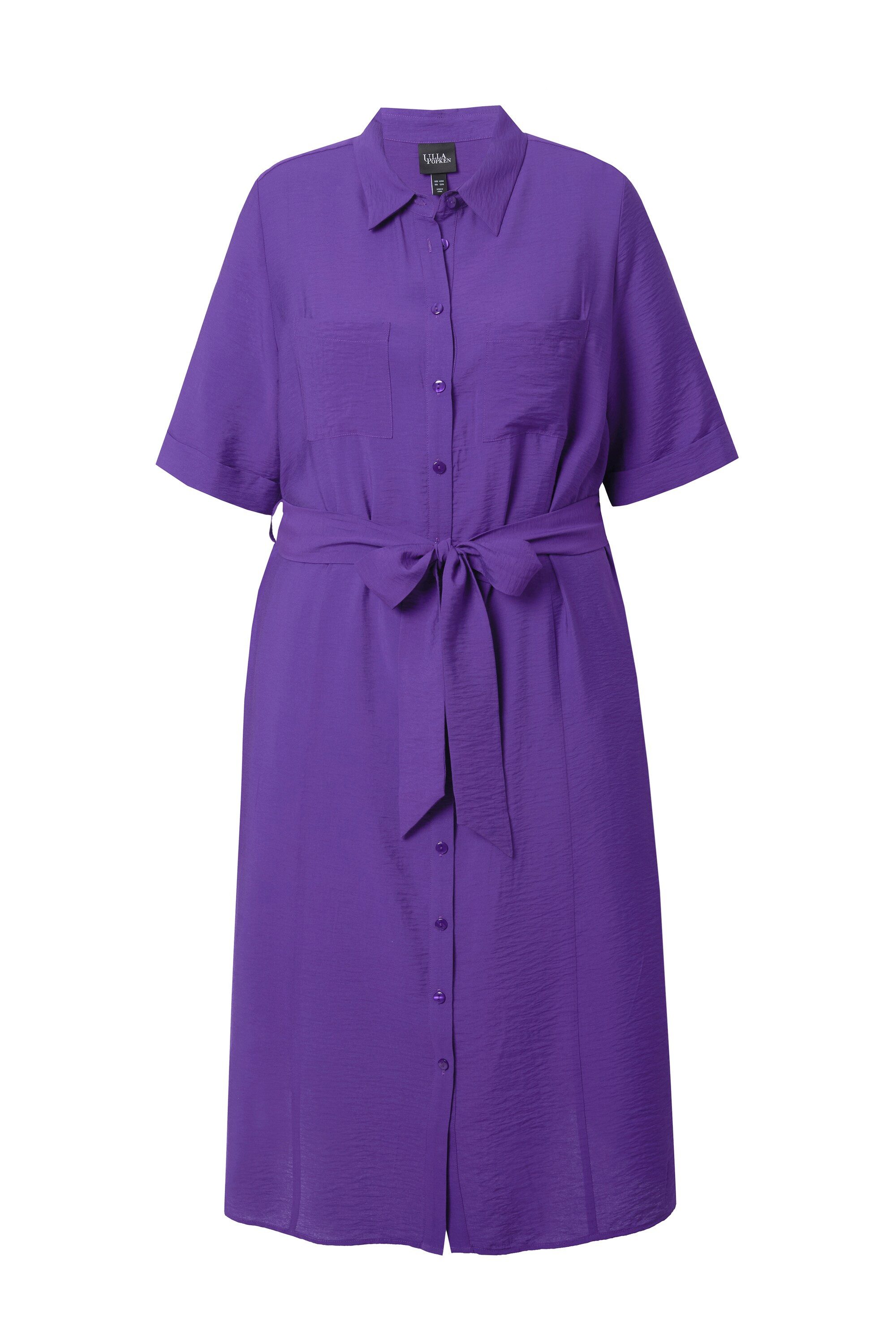 Ulla Popken Hemdblusenkleid Midikleid A-Linie Hemdkragen Halbarm günstig online kaufen