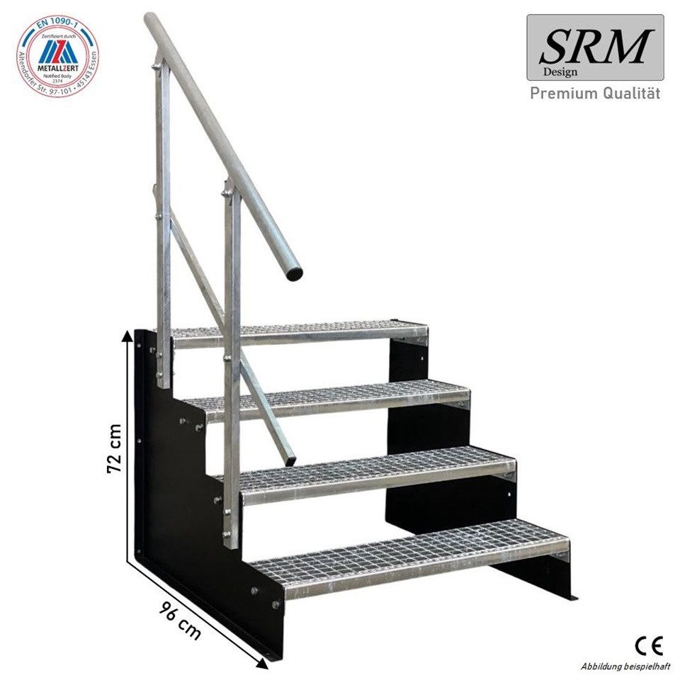 SRM Design Außentreppe 4 Stufen Standtreppe schwarz 18 cm Stufenhöhe 100 cm Breite 72 cm Höh