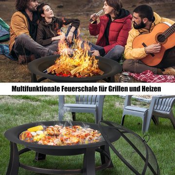 TLGREEN Feuerschale, Φ76cm Feuerkorb mit grillrost, Feuerschalen für den garten, BBQ grill