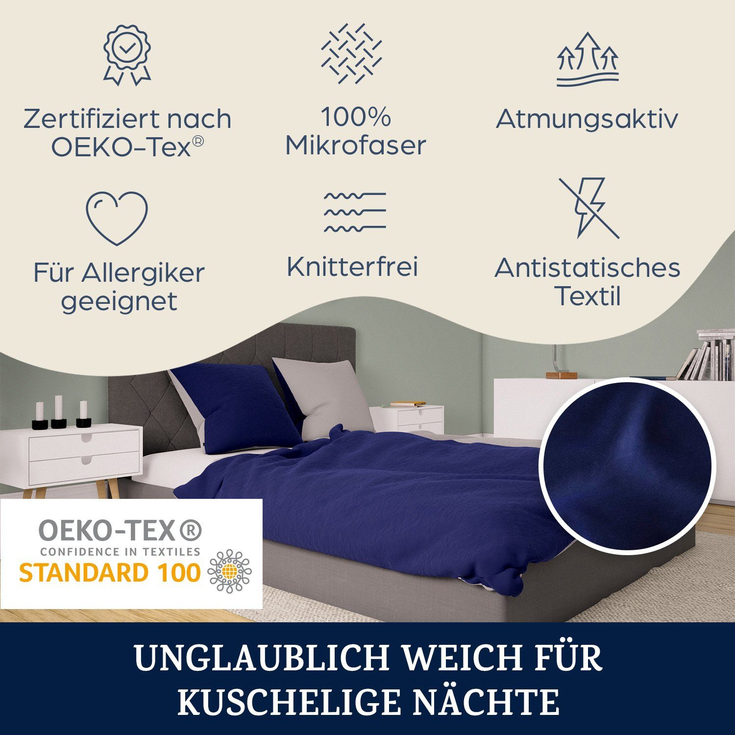 sleepwise Bettwäsche Soft Wonder-Edition Bettwäsche, Mikrofaser-Fleece, 3 teilig, Mikrofaser Bettbezug Set mit Kissenbezug Kissen Hüllen Bettzeug