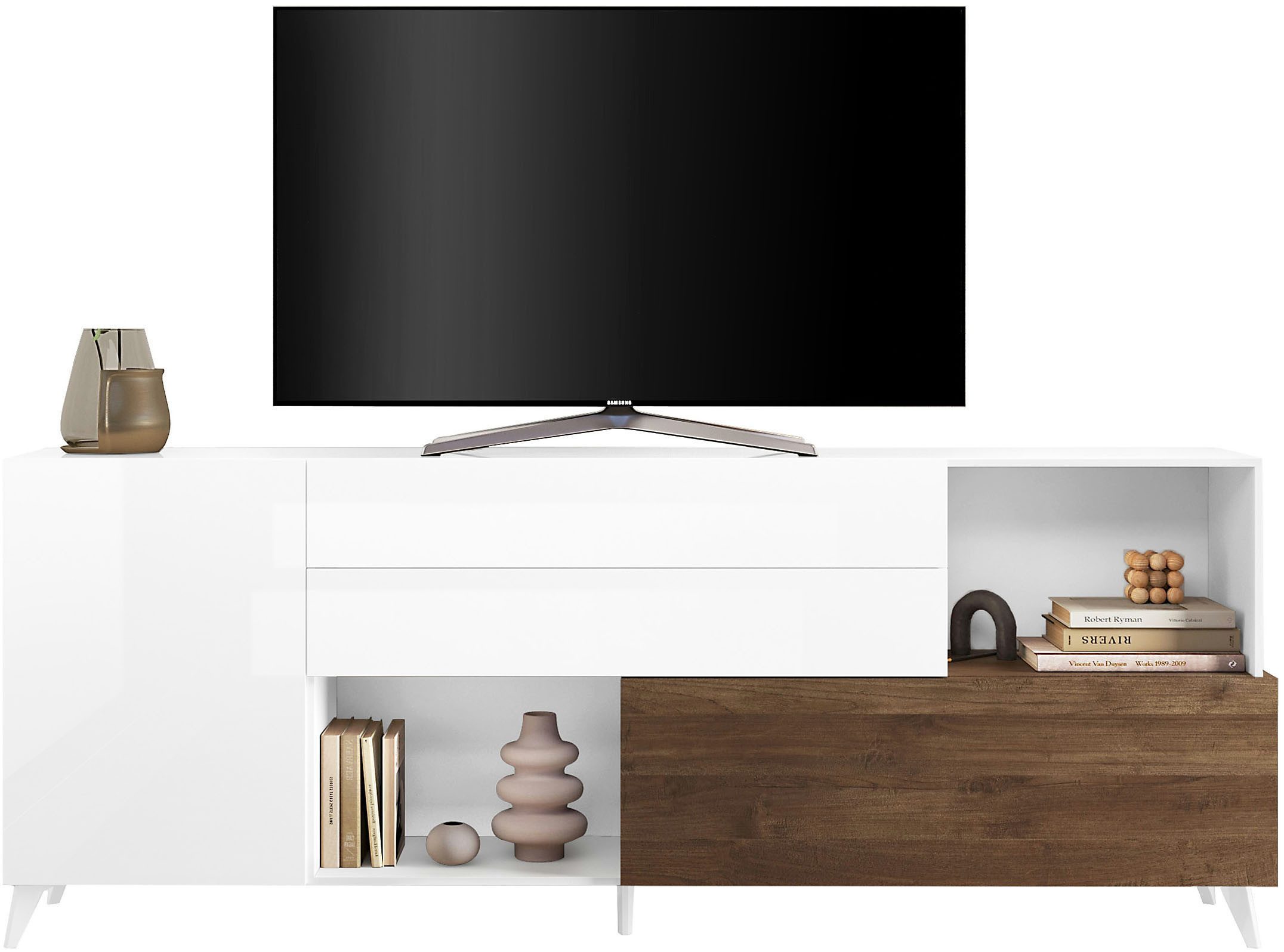 Home affaire Sideboard Monaco in Breite 241 cm, Anrichte mit Tür, Klappe und 2 Schubkästen, Stauraumschrank – sanftes Schließen, edles Design, viel Platz