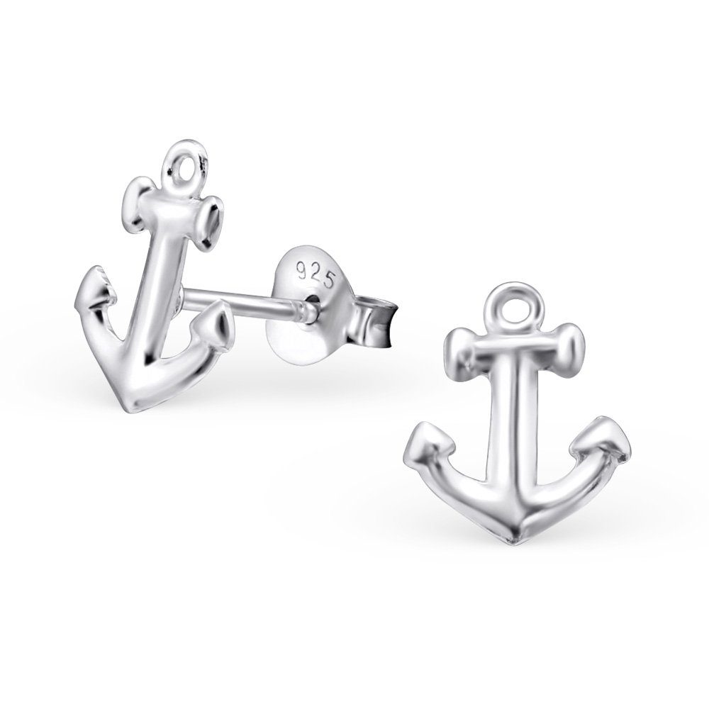 BUNGSA Ohrring-Set Ohrstecker Anker aus 925 Silber Unisex (1 Paar (2 Stück), 2-tlg), Ohrschmuck Ohrringe