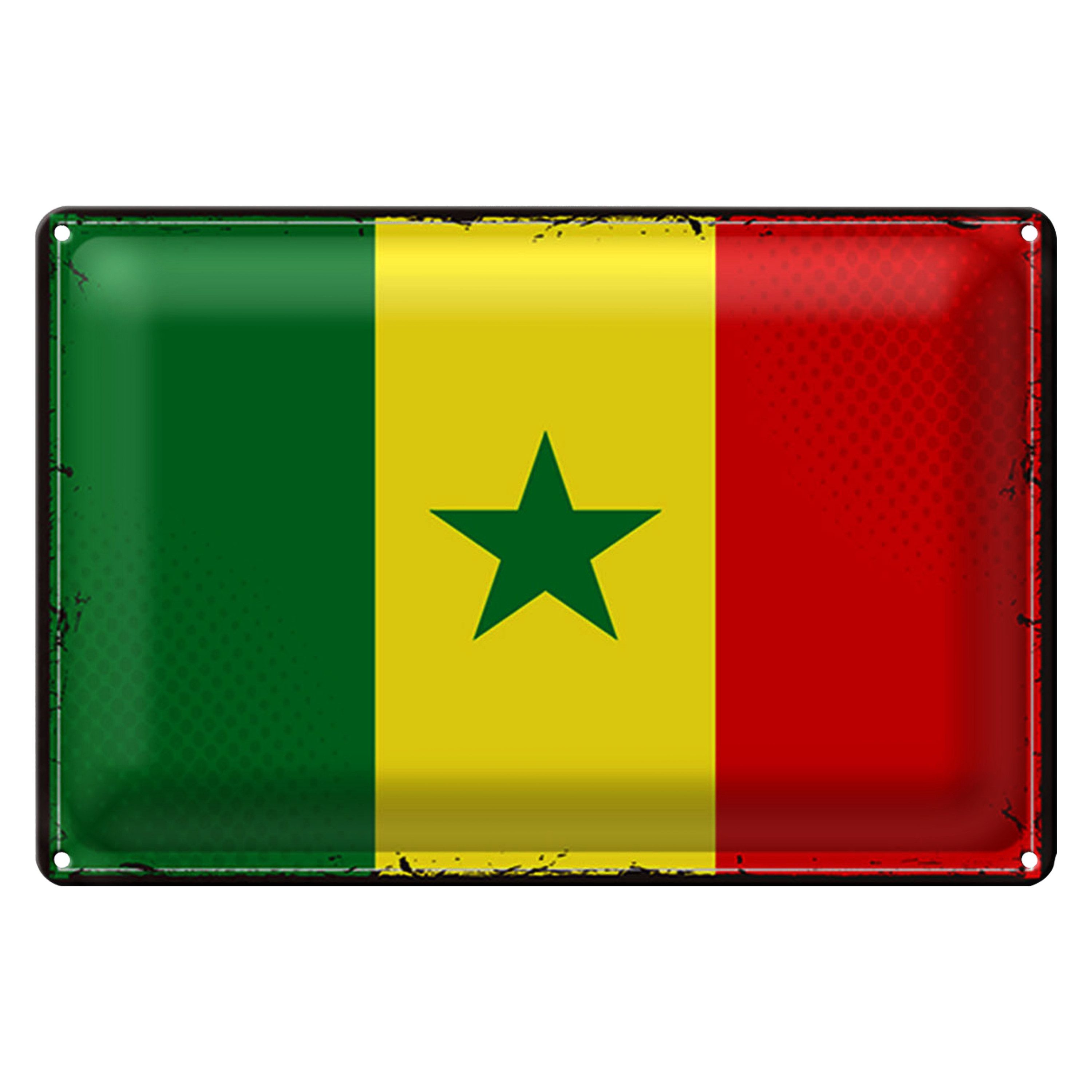 Roomando Metallschild Blechschild Flagge Senegal 30x20cm Retro Flag of Senegal