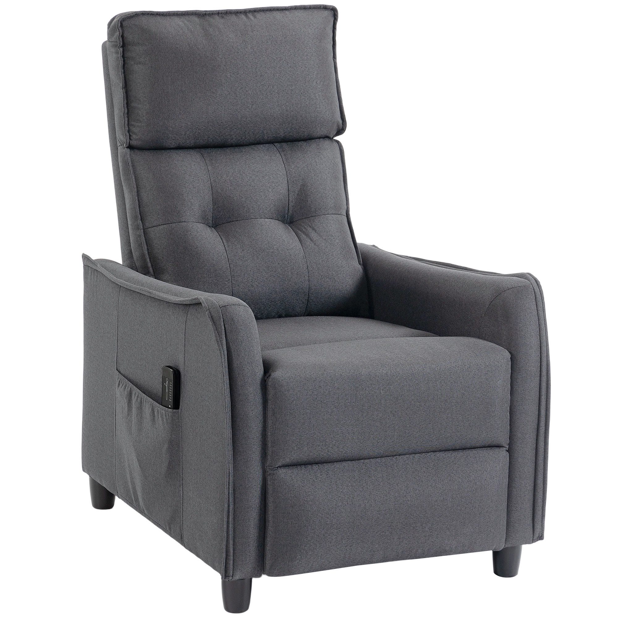 REDOM Relaxsessel Massagerecliner Stuhl mit Vibration & Fußteil Grau (1-St., 69x93x104cm, TV Sessel, Fußstütze, Grauton), Relaxliege, verstellbar zurück, Federung, Leinen-Stil