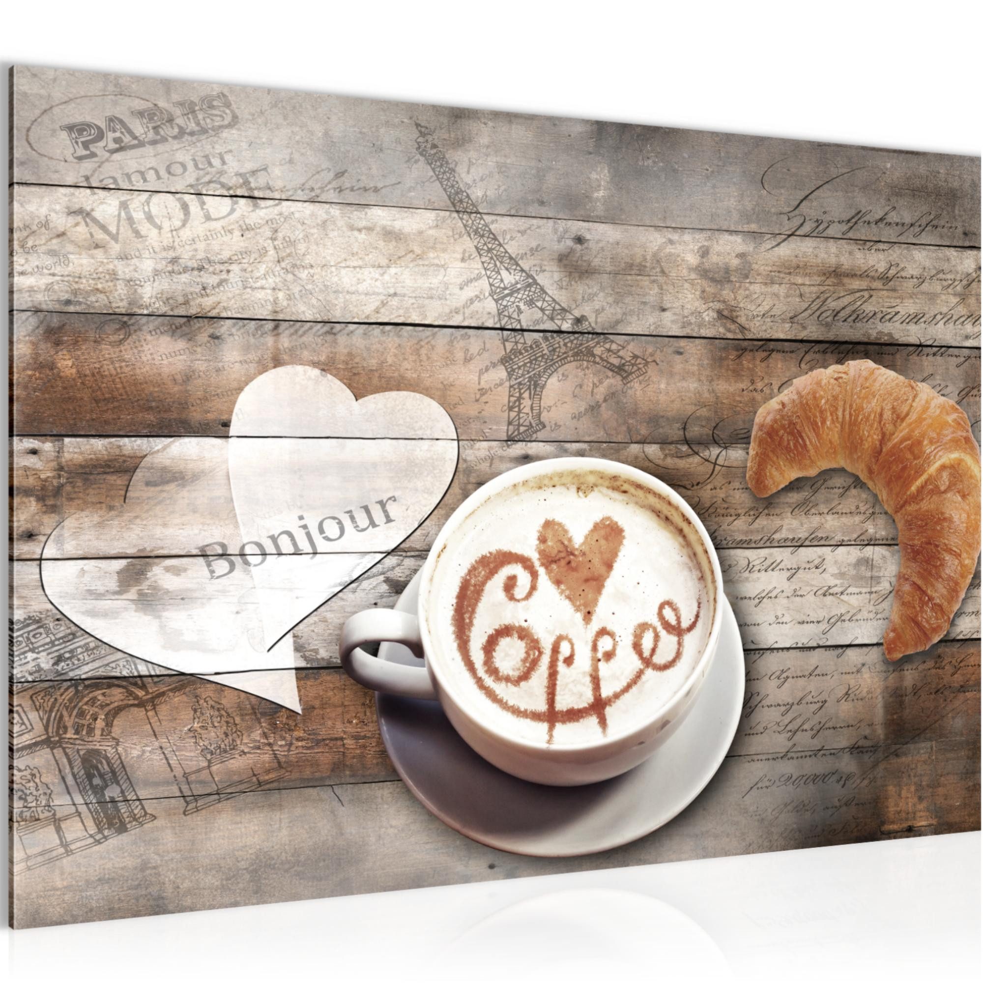 Runa Art Wandbild Kaffee Küche Esszimmer Küchen Vintage Holz Braun Flur 0128, 60L x 40B cm