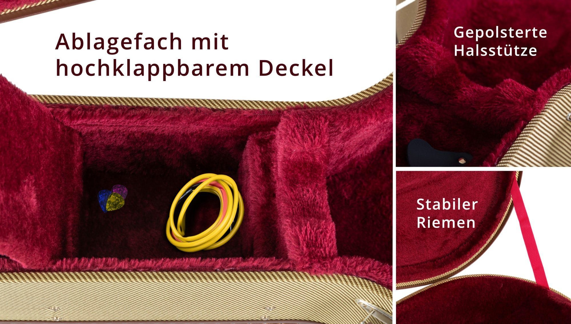 Shaman Gitarrentasche WGHCT-4122TW Hardcase Westerngitarre Tweed, Akustikgitarrenkoffer mit Zubehörfach und verschließbarem Case