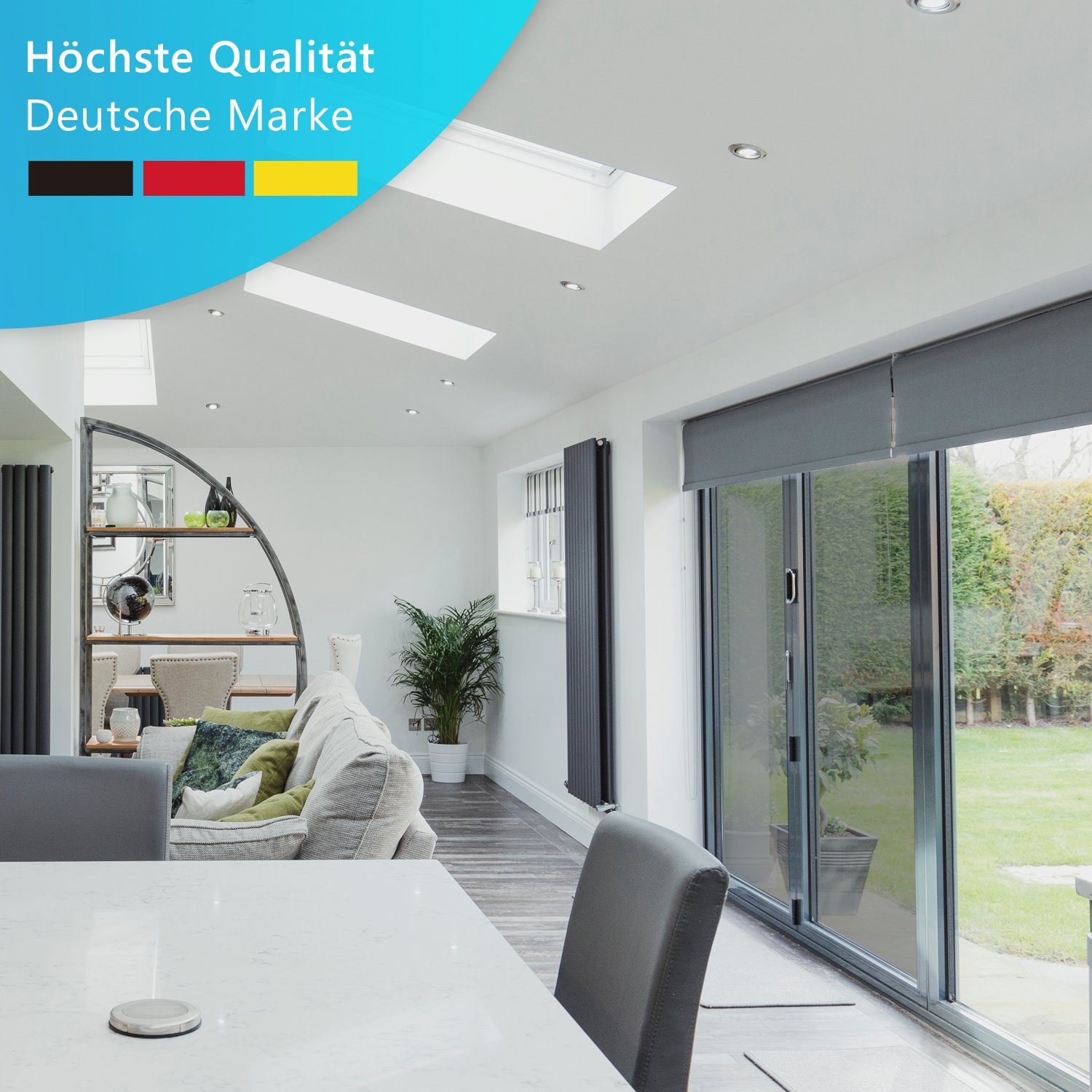 NYVI Fensterfolie Sonnenschutz Fensterfolie NYVIScreen - Selbstklebende Spiegelfolie, abdunkelnd, Sonnenschutz, 99% UV-Schutz, 55% Wärmereflektion, Sichtschutz