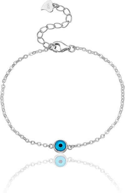 Karisma Silberarmband Damen Silber 925 rhodinert Armband Böses Auge Nazar, Verlängerung 3cm - Silber Rhodiniert Frauenschmuck